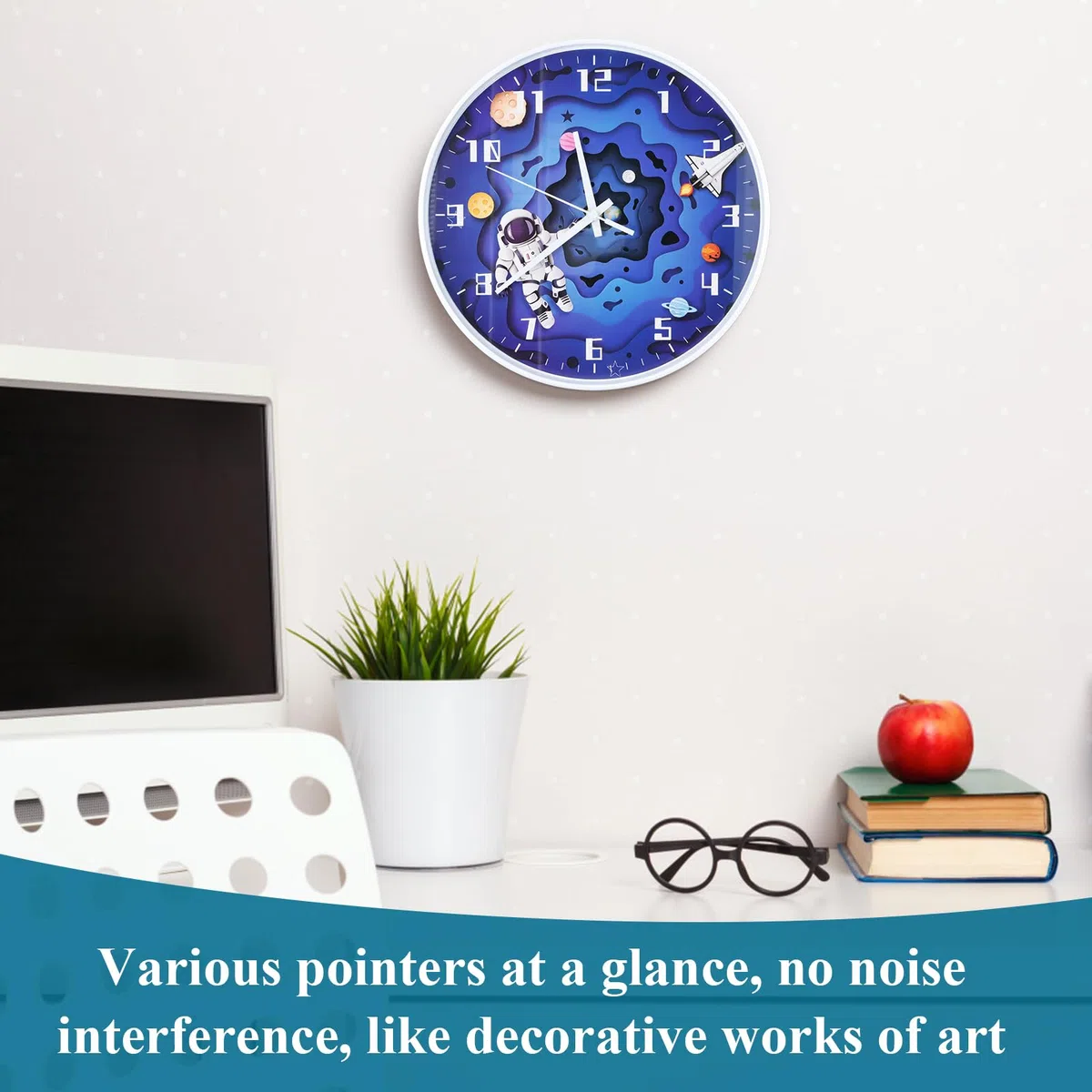 Jinlaili Reloj de Pared Silencioso 30 cm para Niños, Reloj De Pared Sin Ruido De Tictac, Reloj De Aprendizaje, Reloj Infantil, Reloj De Pared Moderno para Niños y Niñas, Habitación Infantil, Salon