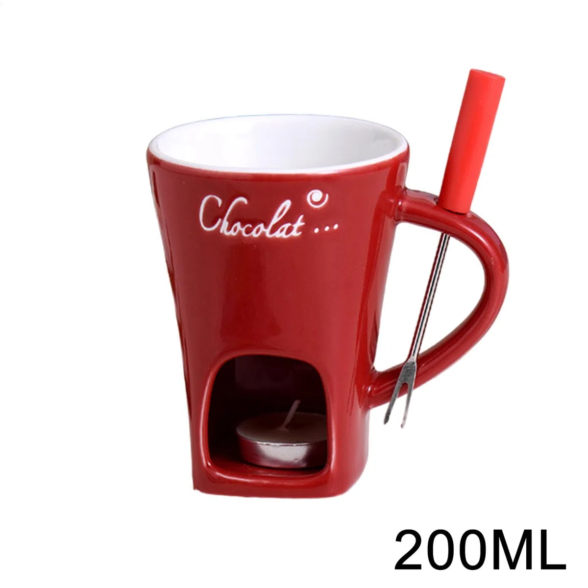 Genérico Tazas De Fondue De Chocolate, Taza De Café De Cerámica para Fondue De Chocolate con Tenedores, Tazas para Derretir para Mantequilla De Queso Y Chocolate