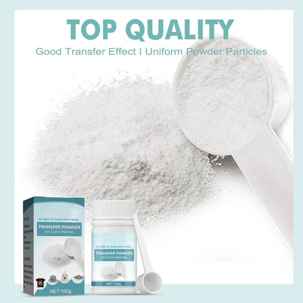 DTF Polvo Blanco Digital Transferencia Hot Melt Adhesive, DTF PreTreat Transferencia Polvo Para Prendas Negras u Oscuras, DTF Hot Melt Adhesive Powder Para Todas Las Impresoras DTF y DTG, 100 G/3.5 Oz