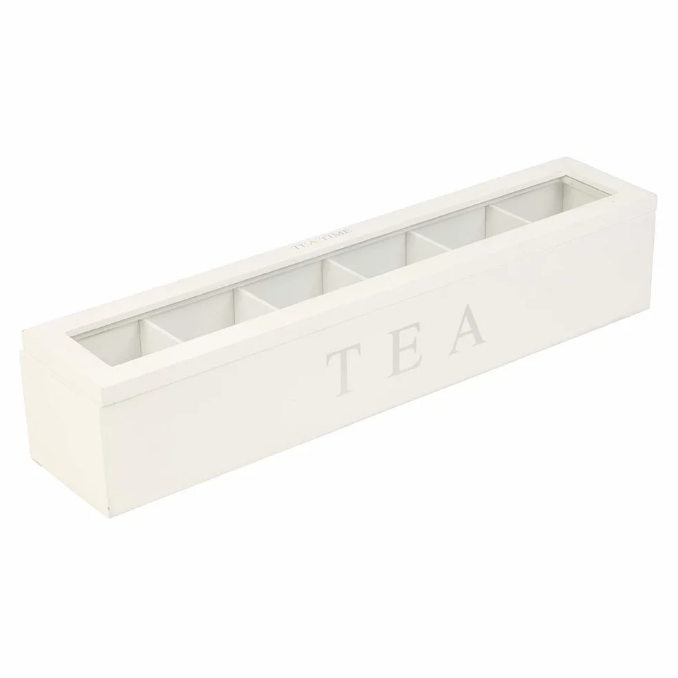 Organizador de bolsas de té, caja de almacenamiento de té de madera, cofres de almacenamiento de té, caja de almacenamiento de bolsas de té y café, caja de almacenamiento (White)
