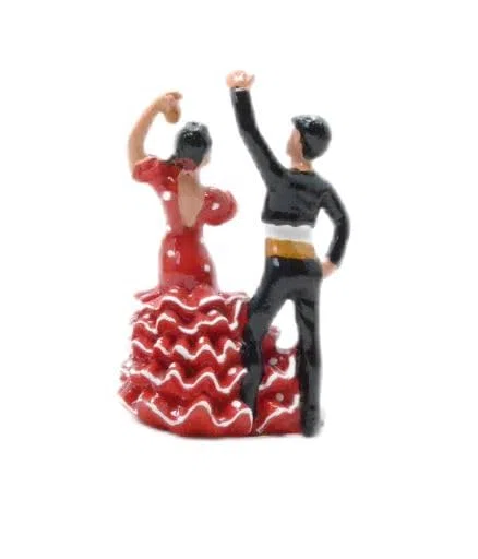 Z&H Figura Decorativa de Bailarines de Flamenco, Souvenir de España, Rojo y Negro. 9cmX4.5cmX4cm
