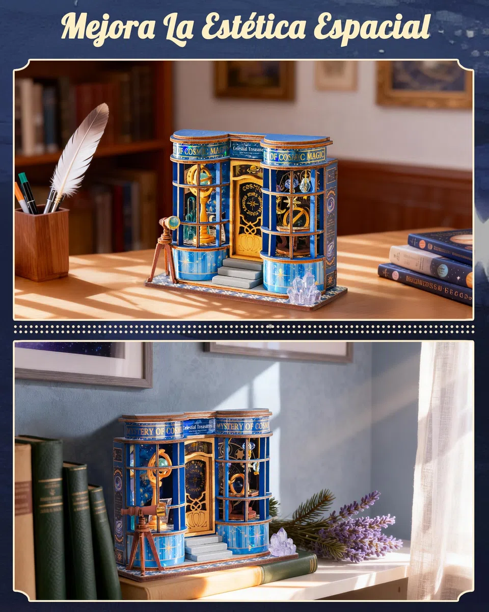 Rolife Maquetas Magic Astronomy Shop-85 Piezas DIY Miniature House Diorama, Casas Miniaturas para Montar Puzzle 3D Madera Book Nook para Adultos ¡Ningún Pegamento Necesario