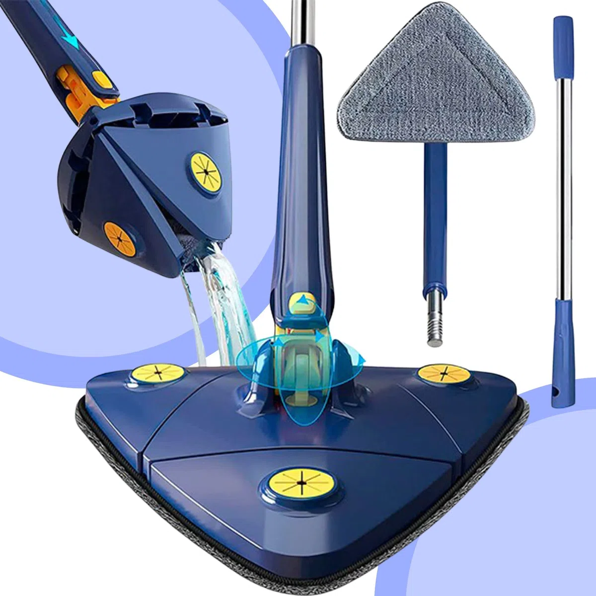 Mopa Giratoria 360 Multisuperficies, Fregona con autoescurrido, Mopa para Limpiar Autoescurrible, Fregona Giratoria 360º Triangular, Mopas de Limpieza Suelos
