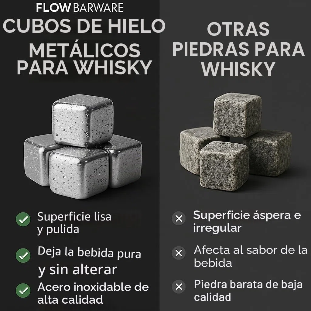 10 piedras de whisky de acero inoxidable para enfriar cubitos de hielo, cubitos de hielo de metal reutilizables para bebidas