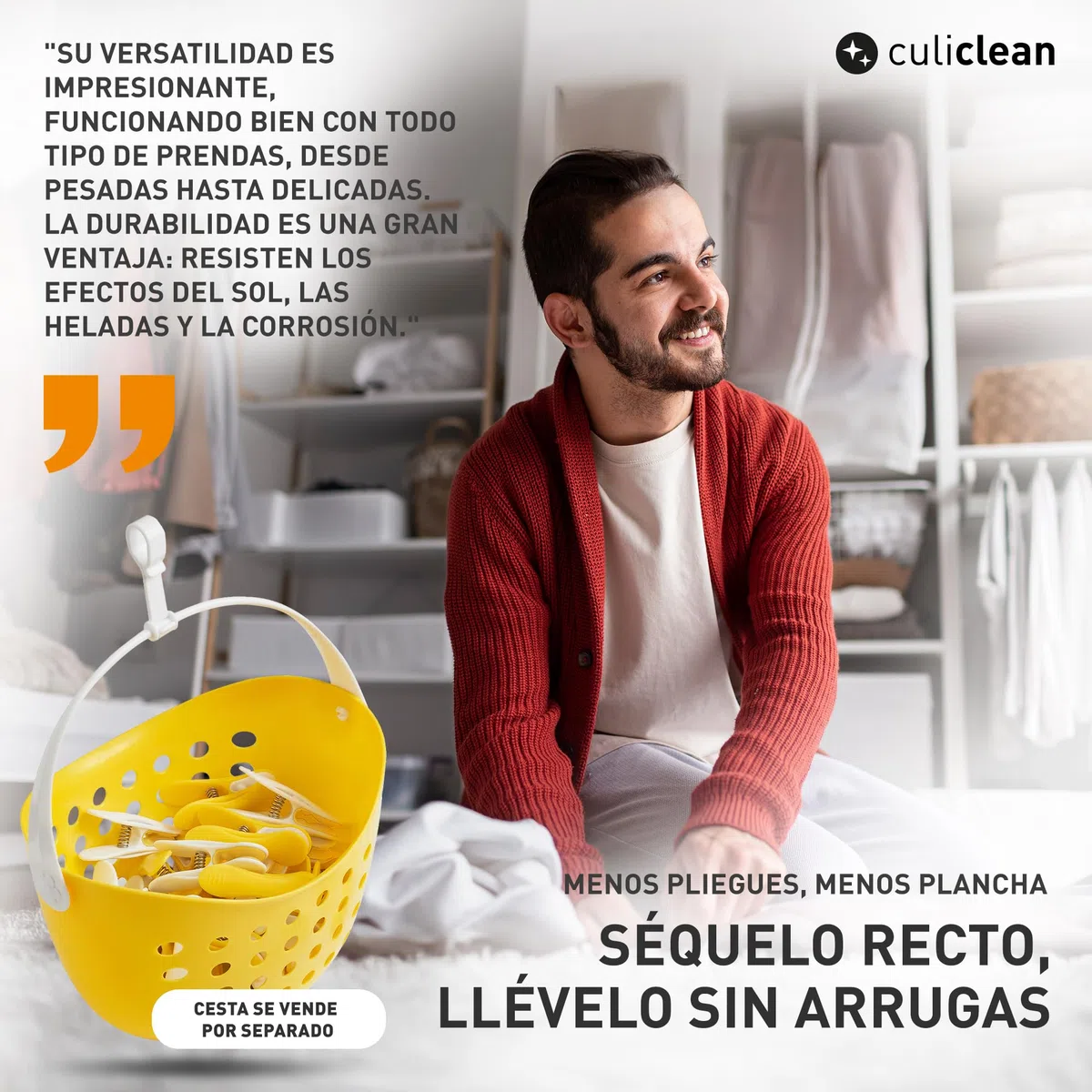 culiclean - Pinzas para la Ropa prémium, Varios Modelos, plástico, Azul clásico y Blanco., 40 Unidades