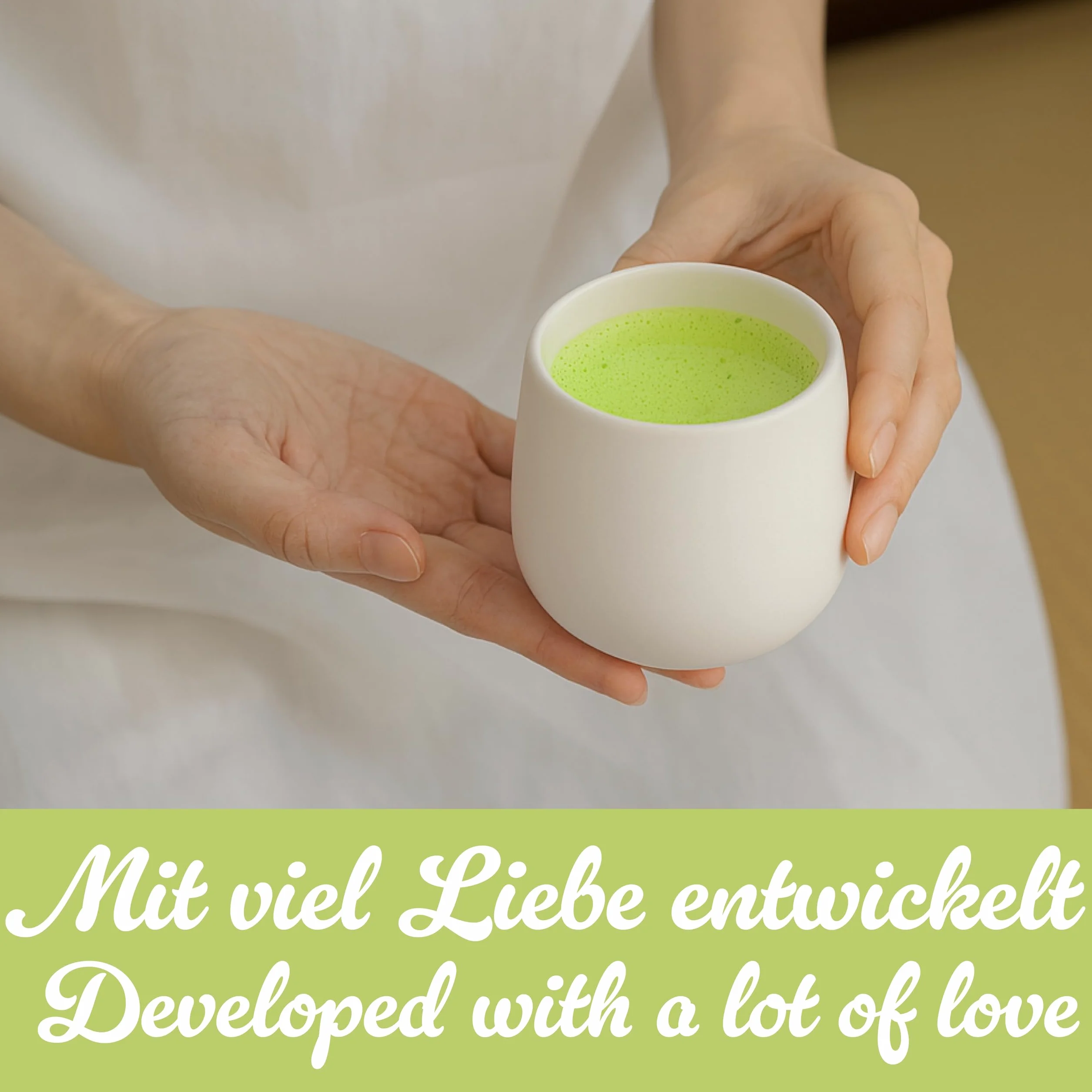 Goodwei Tazas de té japonesas – Tazas de cerámica sin asa, forma redondeada y diseño minimalista – Perfectas para té, matcha, café o espresso - Juego de 4, 200 ml (Camellia White)