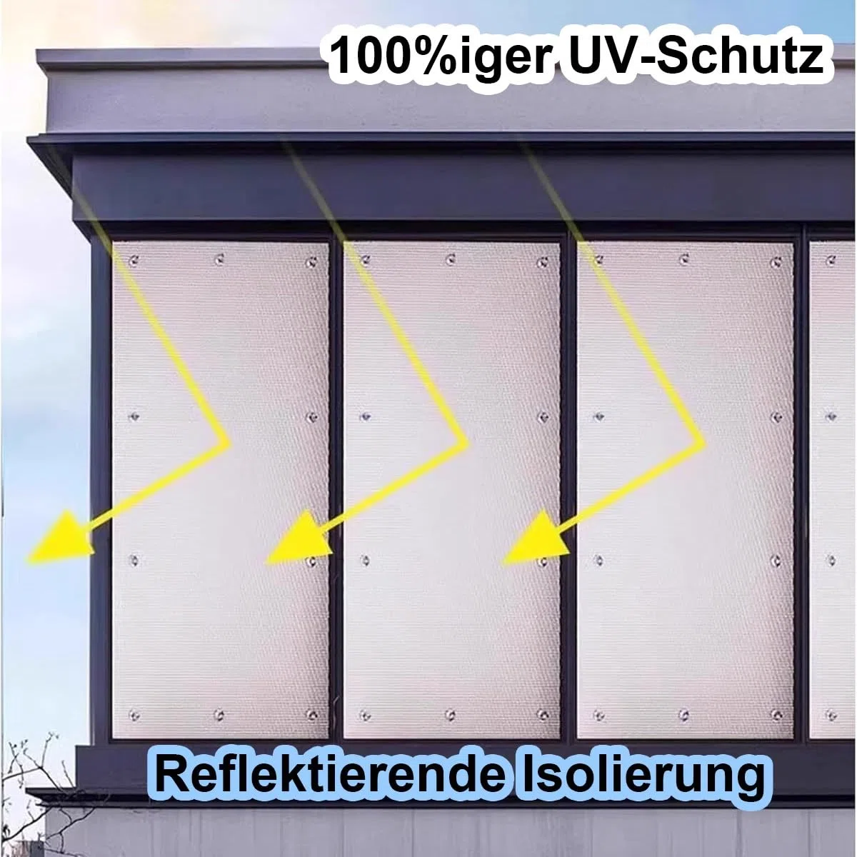 Película for Ventanas con protección Solar, Reflectante y térmica, lámina de Aluminio de 8 mm con Aislamiento térmico, Tinte Opaco Anti-UV y ventosas(80 x 130cm)