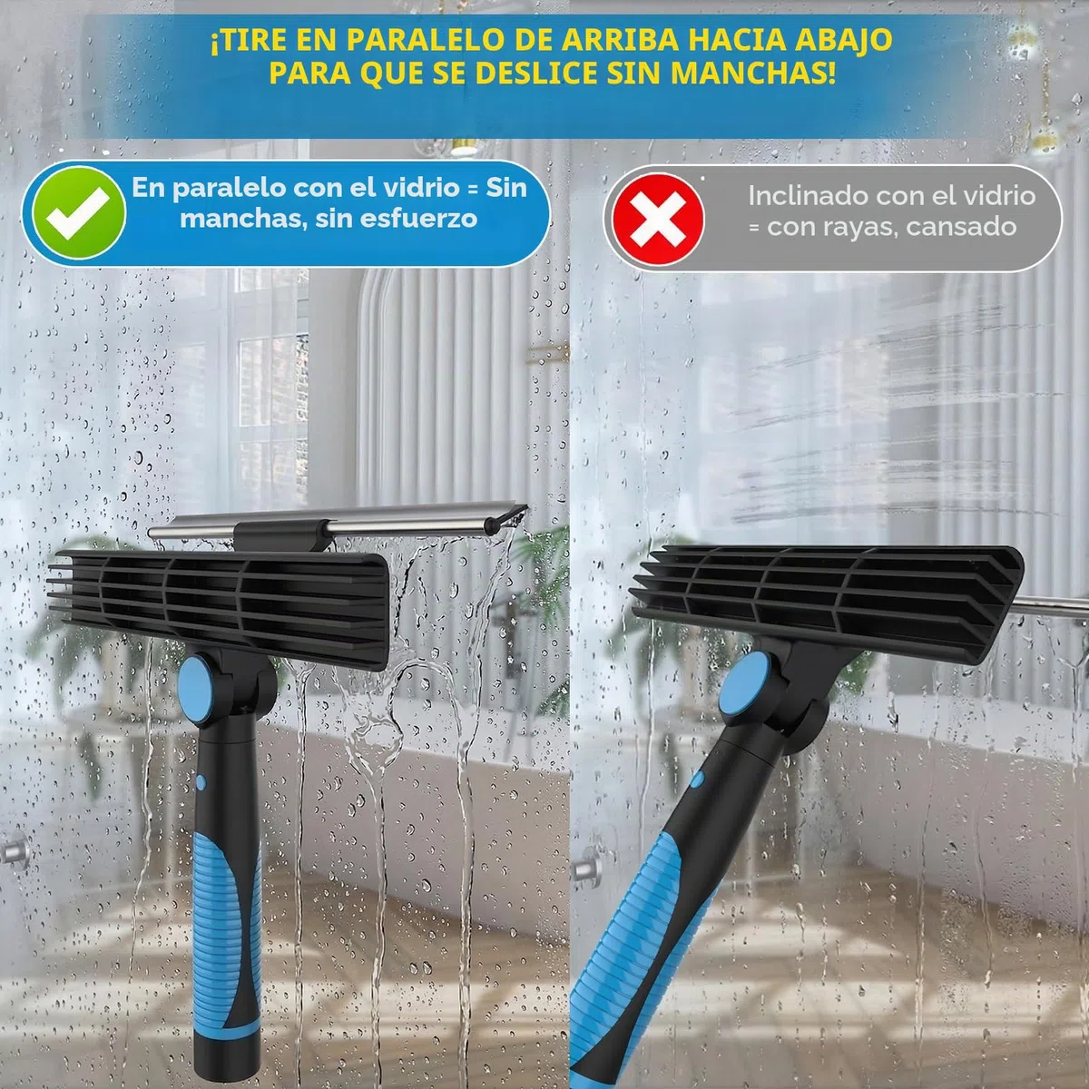 Set de equipo de limpieza de ventanas incluye limpiador de 200 ml y escobilla limpiacristales 2 en 1 con poste de limpieza extensible de 195 cm, kit de limpieza de ventanas sin dejar marcas para