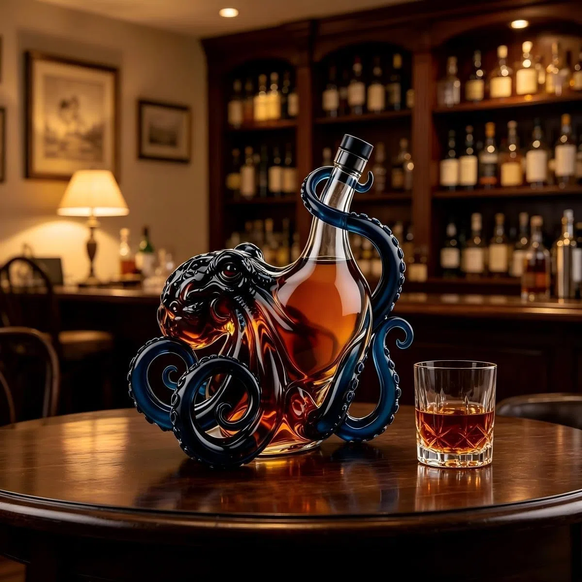 Edición Rum Vaso de Cristal 3D Pulpo Botella | 350ml Botella Coleccionista Rum Edition Glass 3D Octopus Bottle | Ancestral Arte Náutico en Cristal para Decantador de Mar Profundo Decoración Estética