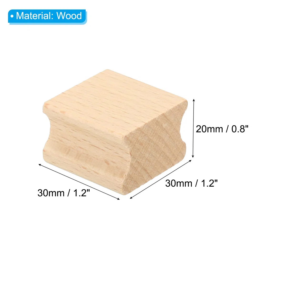 PATIKIL Soportes de Sello de Madera en Blanco de 30x30 mm, Paquete de 20 Bloques de Madera Dura para Hacer Sellos de Caucho de Estilo 2, Marrón