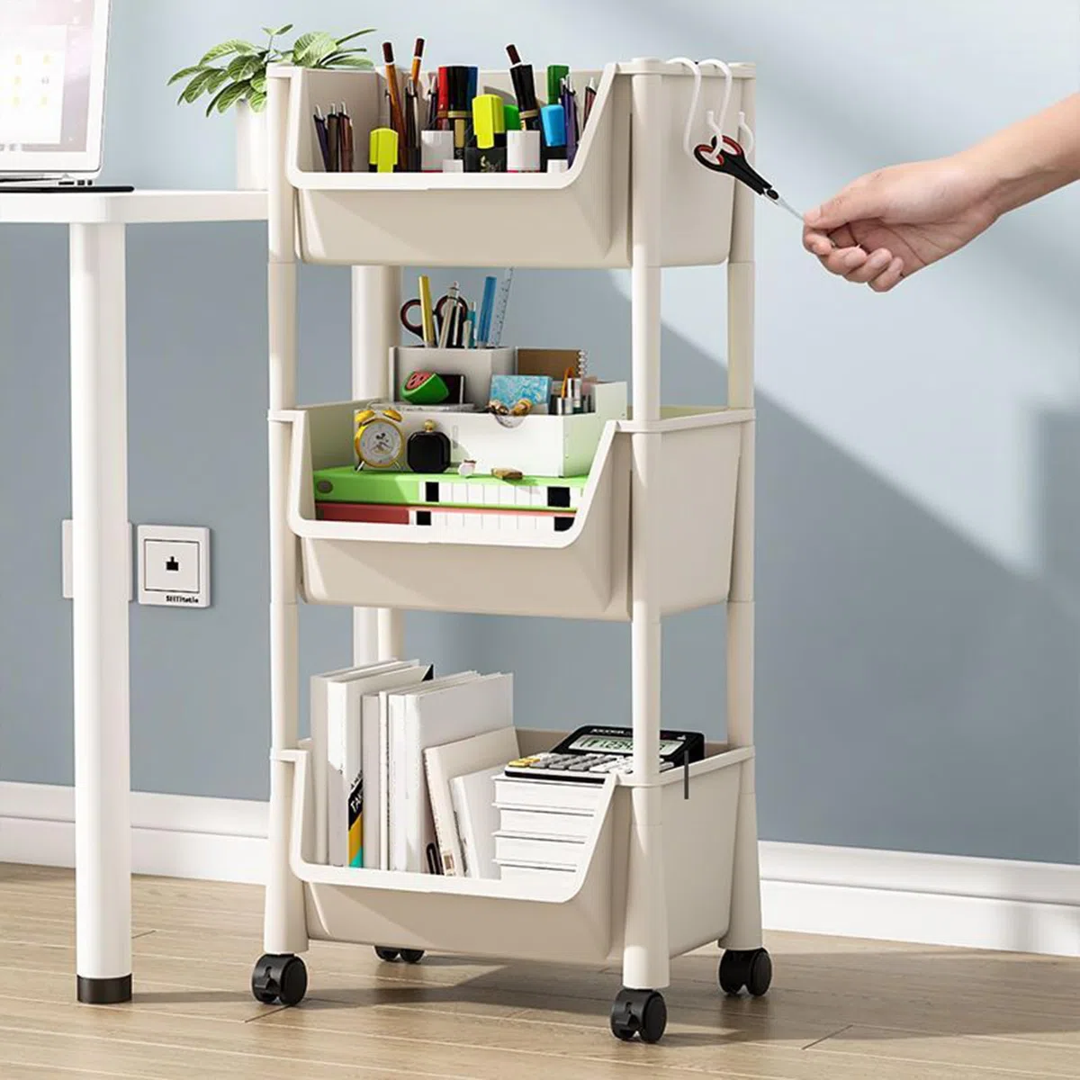 Genérico Carrito Almacenamiento - Carro Almacenaje Rodante Multiusos con Ruedas - Estantería Móvil para La Escuela, Estudio, Sala De Estar, Dormitorio