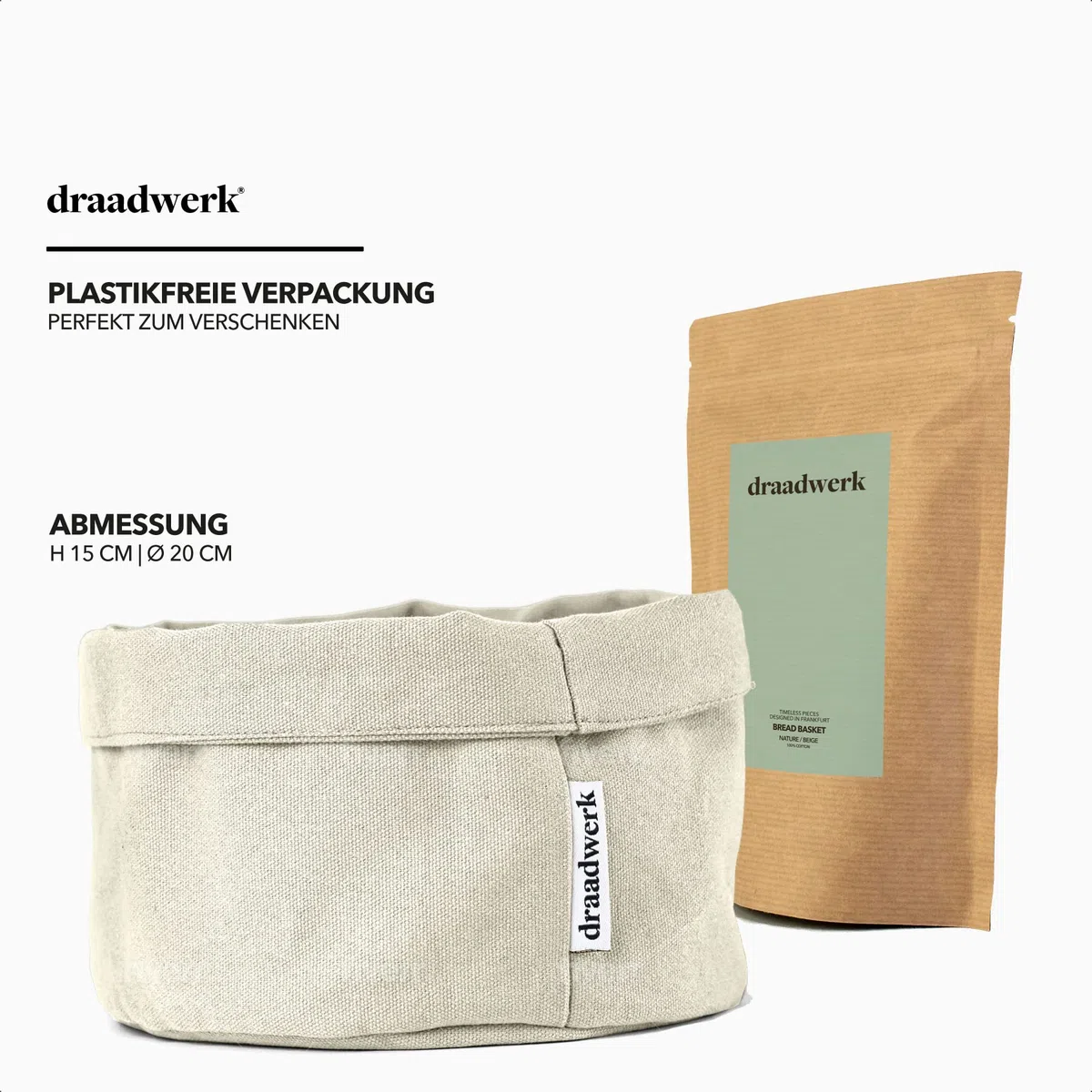 draadwerk cesta de pan de tela, panecillos, almacenamiento, desayuno, brunch y días festivos (natural/beige)
