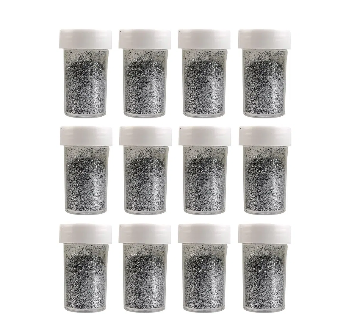 Perlin Juego creativo de purpurina fina, 12 botes de purpurina en polvo, 168 g, para manualidades y decoraciones navideñas, juego creativo (plata)