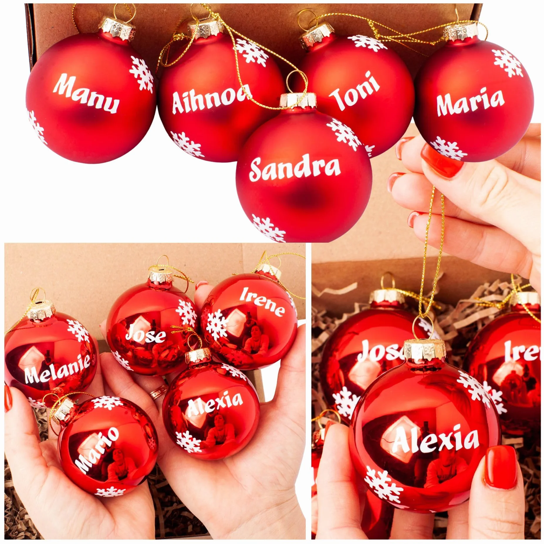 Olesea Bolas de Navidad Personalizadas Glossy– Adornos para Árbol | Decoración Navideña Elegante | con Nombre | Natal Decoração – Natal | Navidad Empresas