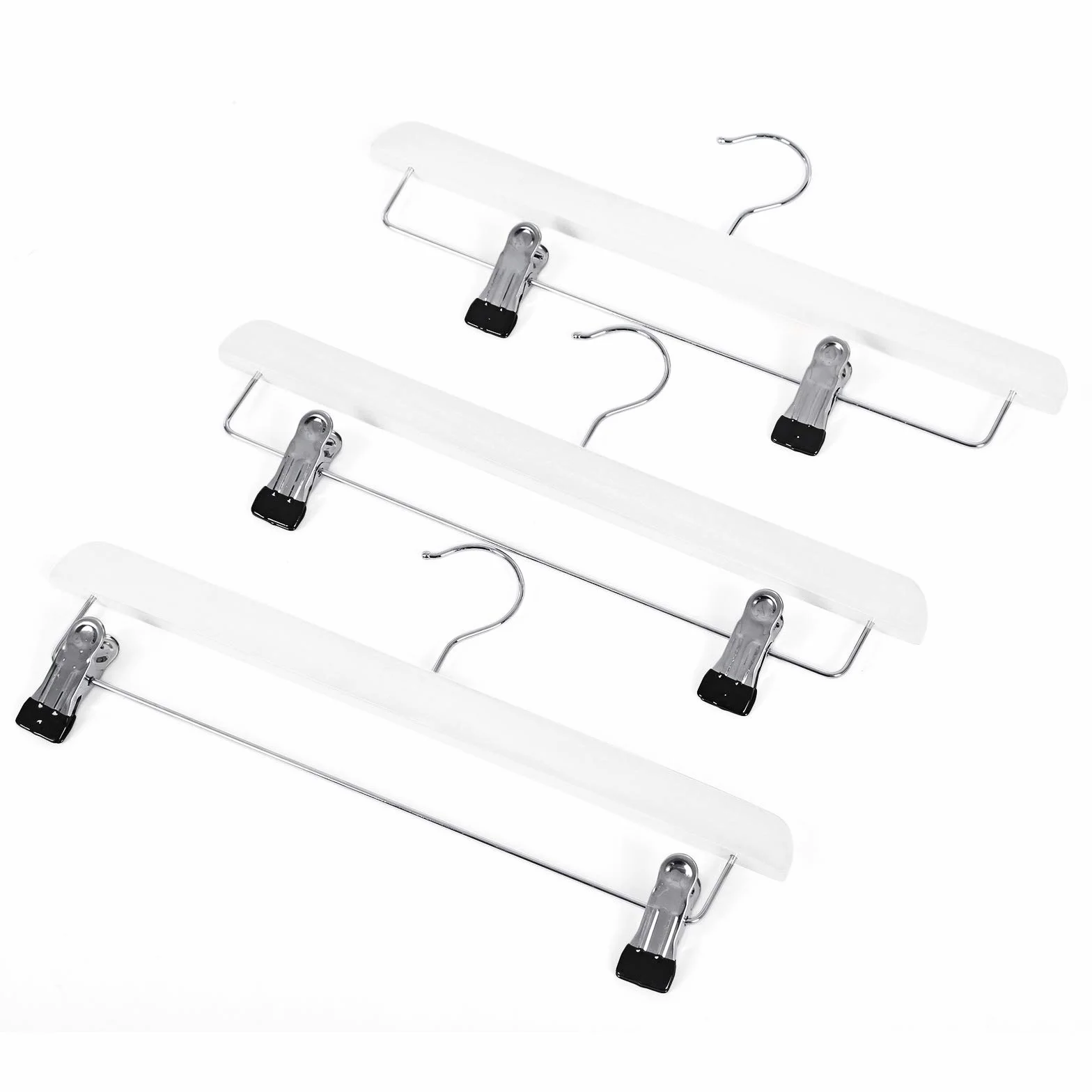 SONGMICS CRW008WT-8 - Juego de 8 Perchas Pinzas para Pantalones y Faldas, con Gancho Giratorio y Pinzas Ajustables, Longitud de 35,5 cm, Color Blanco