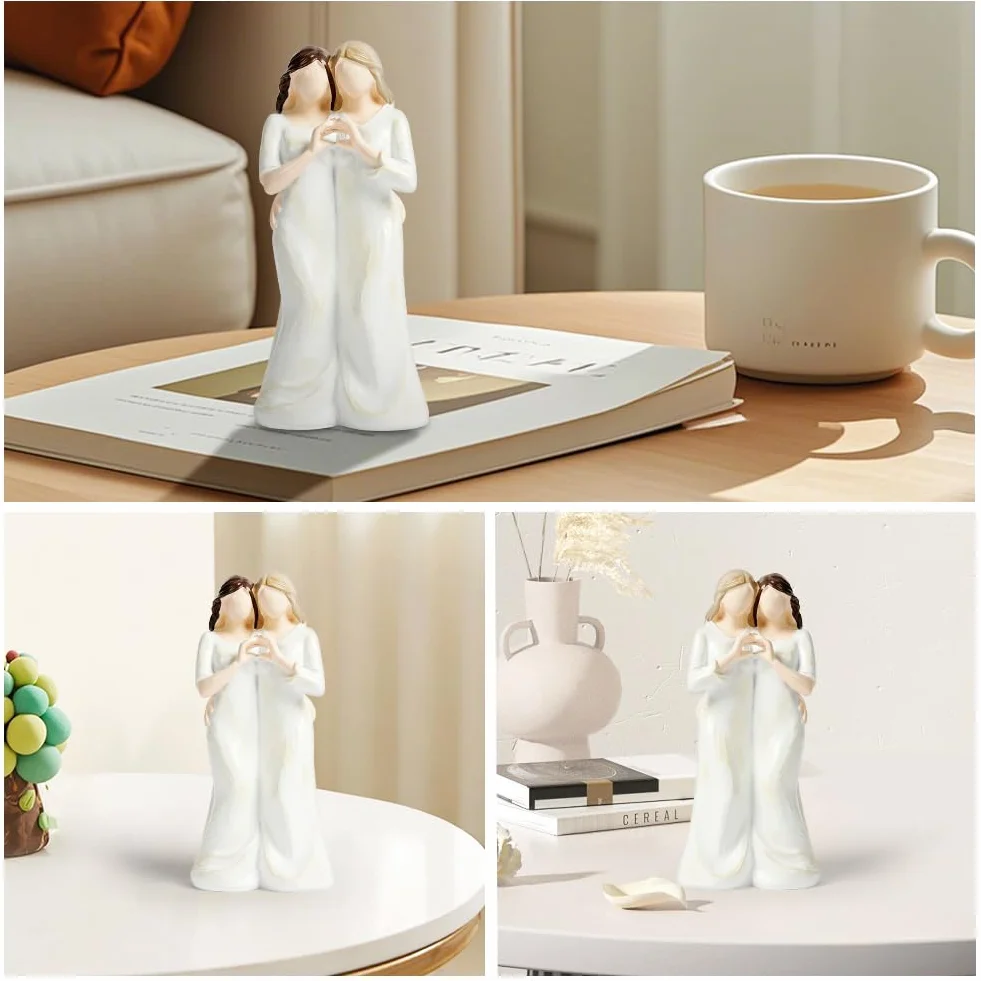 Vicloon Amistad Esculturas de Resina, Figuras de la Amistad de Hermanas, Adornos de Amigos, Escultura de ángel Coleccionable, Regalo para Navidad para Hermanas, 24 * 13 * 8cm