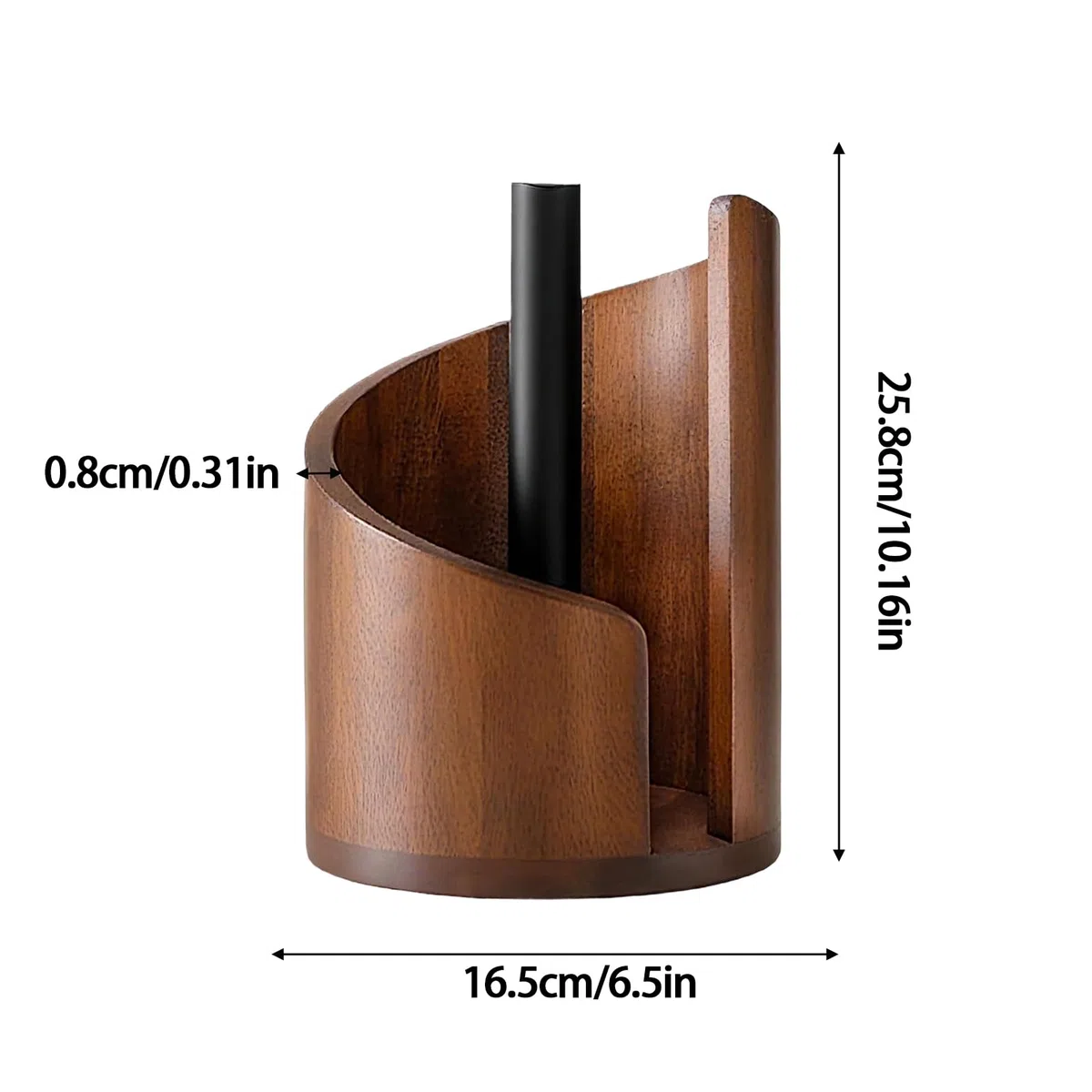 Porta Rollos De Papel De Madera para Encimera - Estante Dispensador - Portarrollos de Cocina Independiente con Base de Madera | para Cocina, Mesa de Comedor, Gabinete, Estante de Estilo