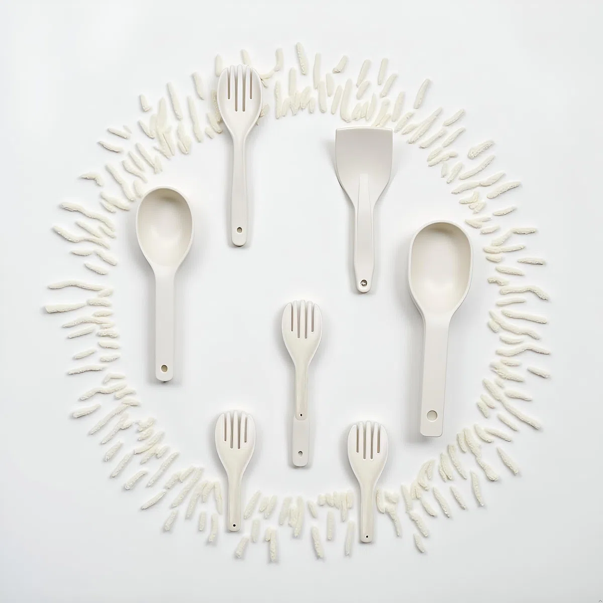 3 espátulas de plástico grandes de plástico para servir con forma de tenedor, cucharas para servir arroz y patatas (27 cm de largo)