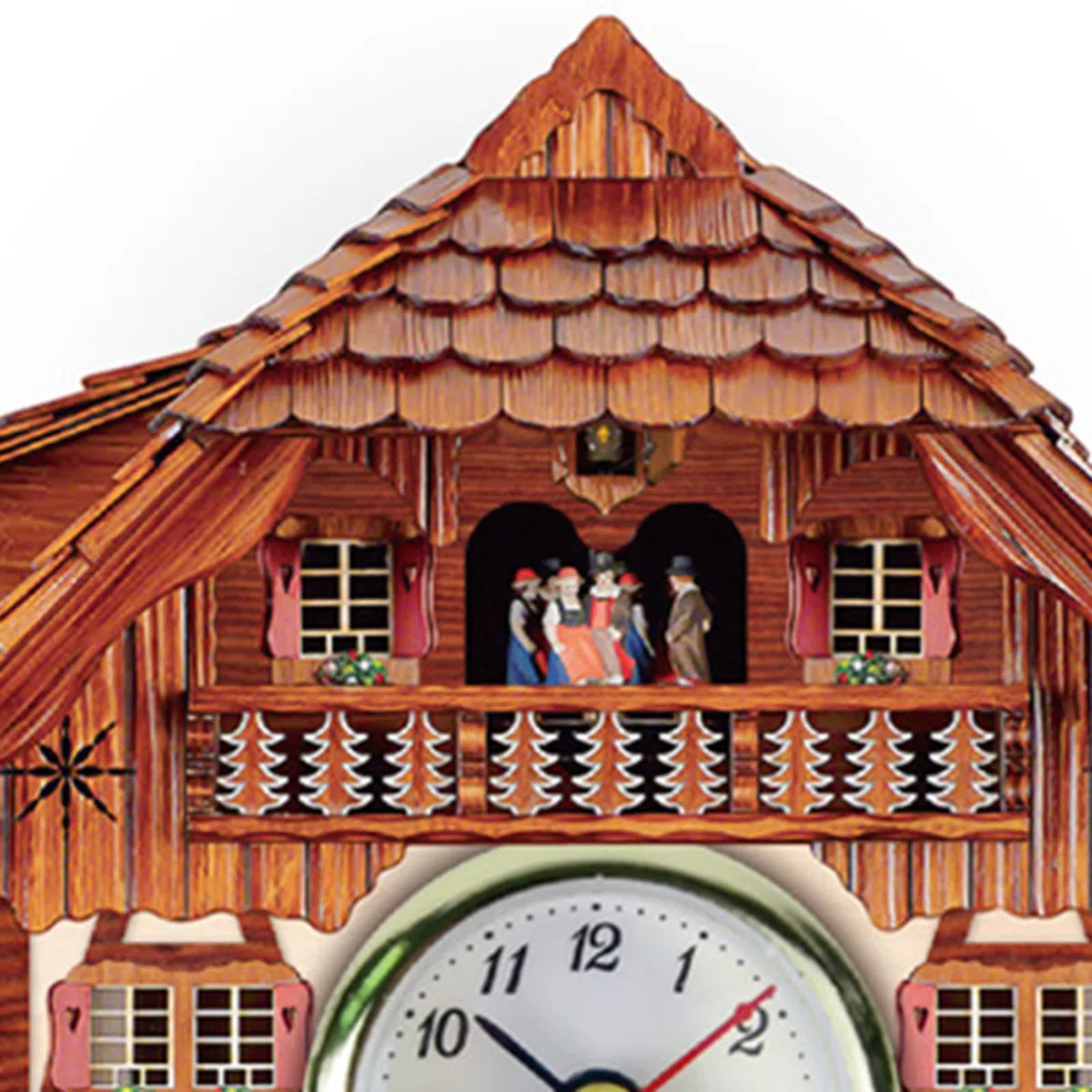 FAMKIT Reloj de cuco de madera con péndulo despertador de pared decoración para sala de estar, dormitorio, cafetería, restaurante, hotel (2412653-AM97-120533-XVS)