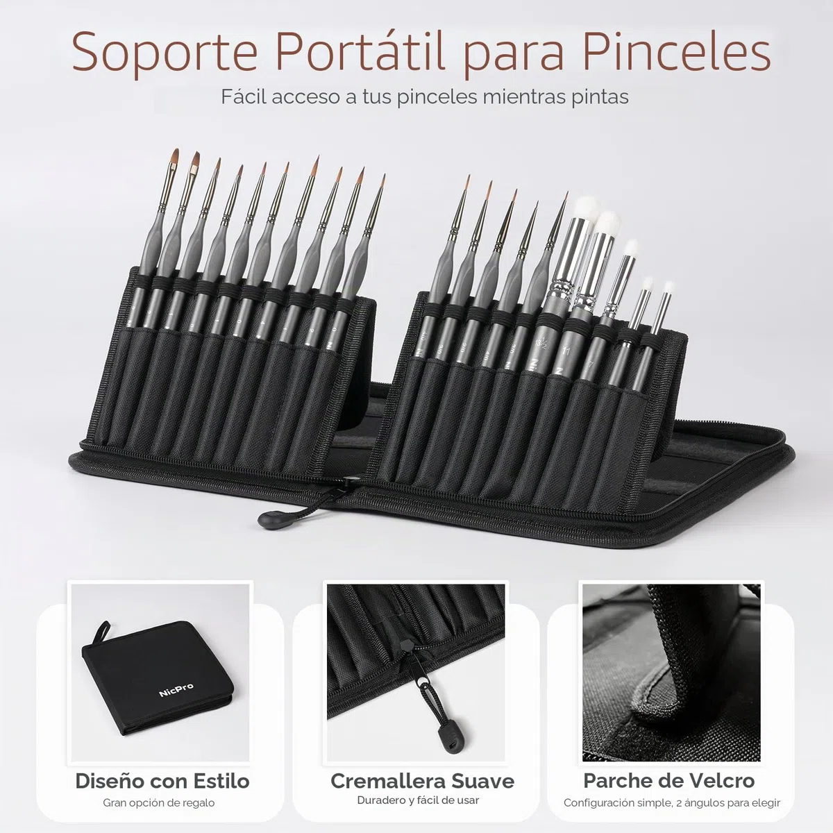 Nicpro Pinceles de Pintura en Miniatura – Juego de 20 Pinceles de Pintura Modelo con Funda de Nailon para acrílico, Acuarela, Pincel seco para, Pintura, Modelo, miniaturas DND