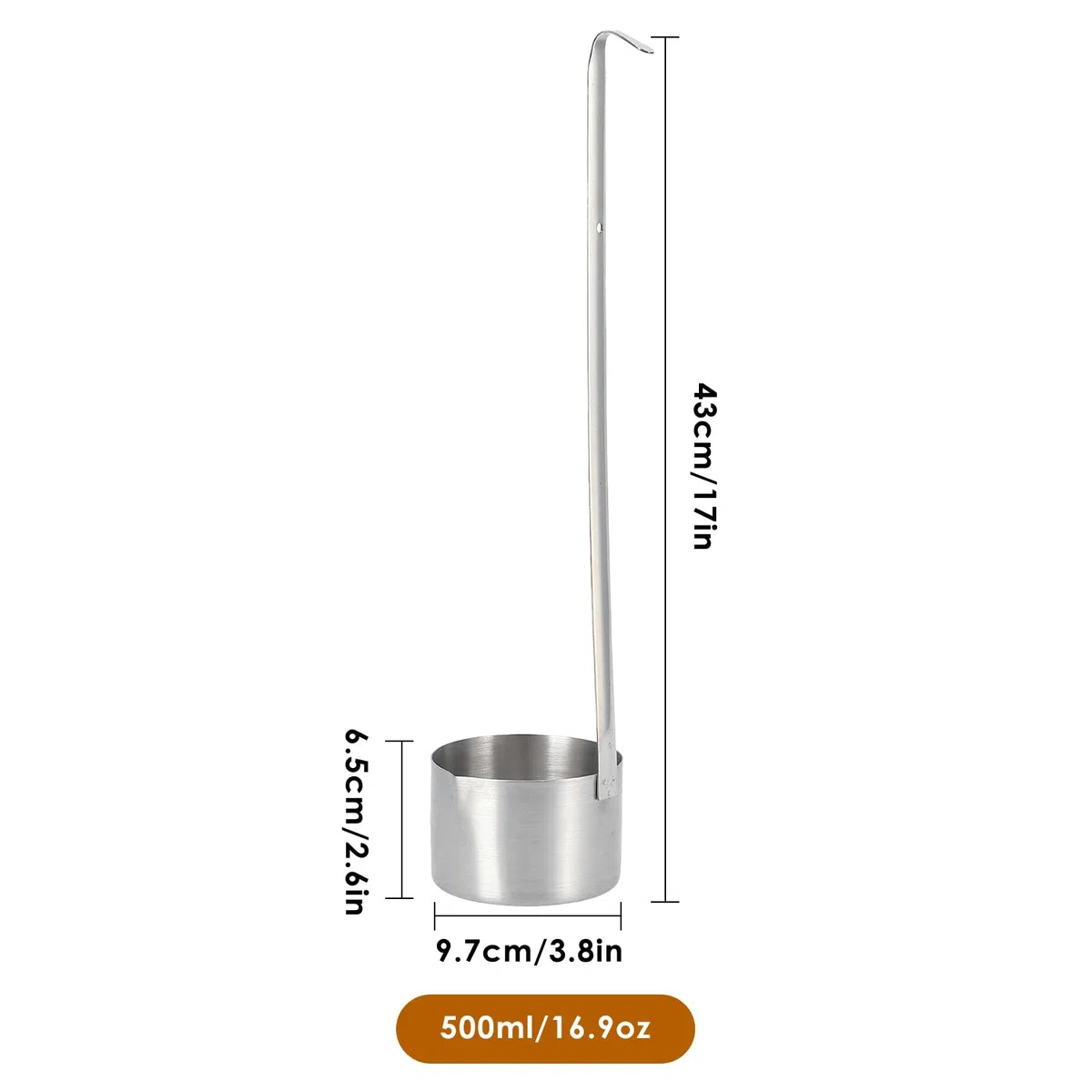 Cucharón de Vino, Cuchara de Acero Inoxidable Cucharón de Vino Cucharón de Mango Largo con Gancho, Cucharón de Cuchara de Medida(500ML)
