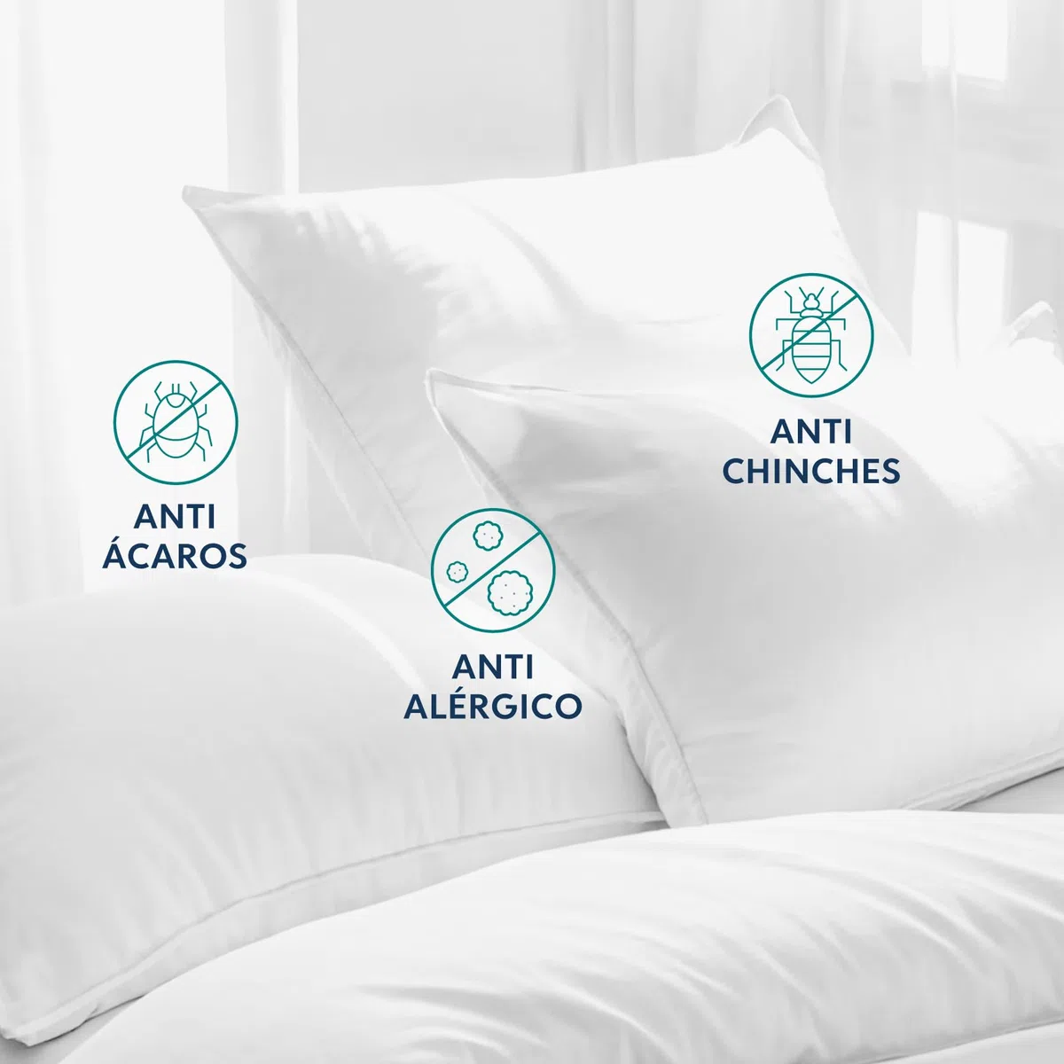 Dreamzie - Juego de 2 Funda de Almohada Antiacaros - Protector Almohada 50x70 cm - Funda Antiacaros Transpirables y Lavables a 95°C
