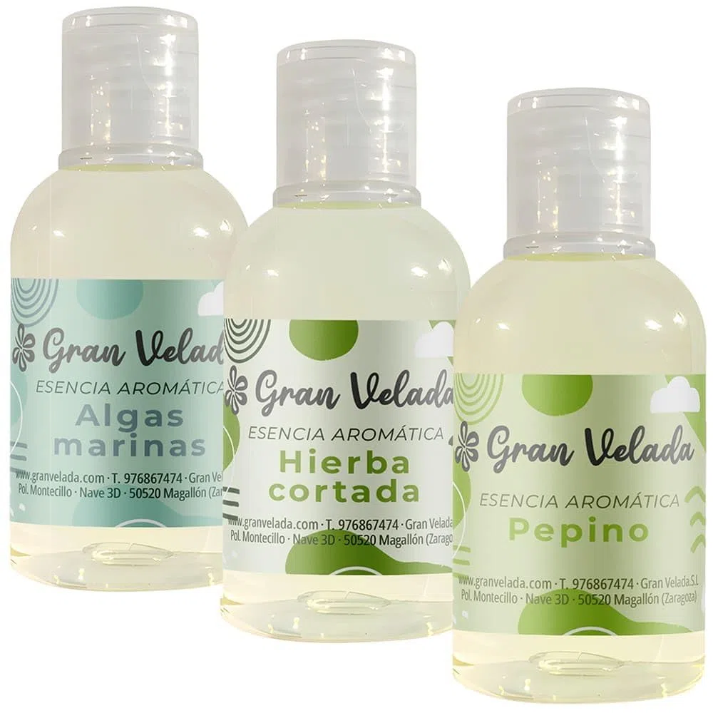 Gran Velada - Pack Ahorro Esencias Frescor Verde 3 x 50 ml | Set de Aromas Aromas Intensos para Mikados para Jabones Artesanales | Alta Concentración Proyectos DIY para Velas Perfumadas