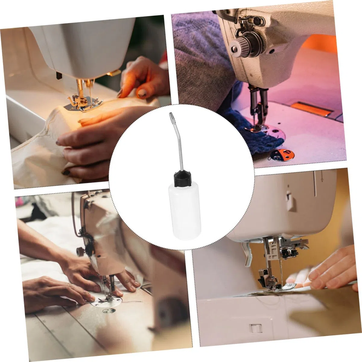 Mikikit 4 Aplicadores de Aceite y Proyectos de Costura para Uso Industrial Boquilla Larga de Hierro, Tapa Roscada, Capacidad 120 Ml, Diseño a Prueba de Fugas para Máquina de Coser