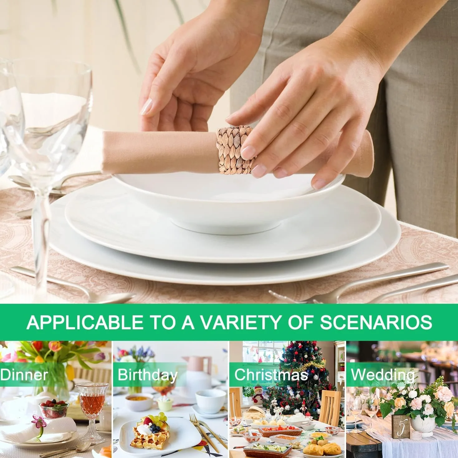 12 Piezas Servilletero en Aro,Servilleteros Hechos a Mano,para Decoración Mesas, Bodas, Fiestas