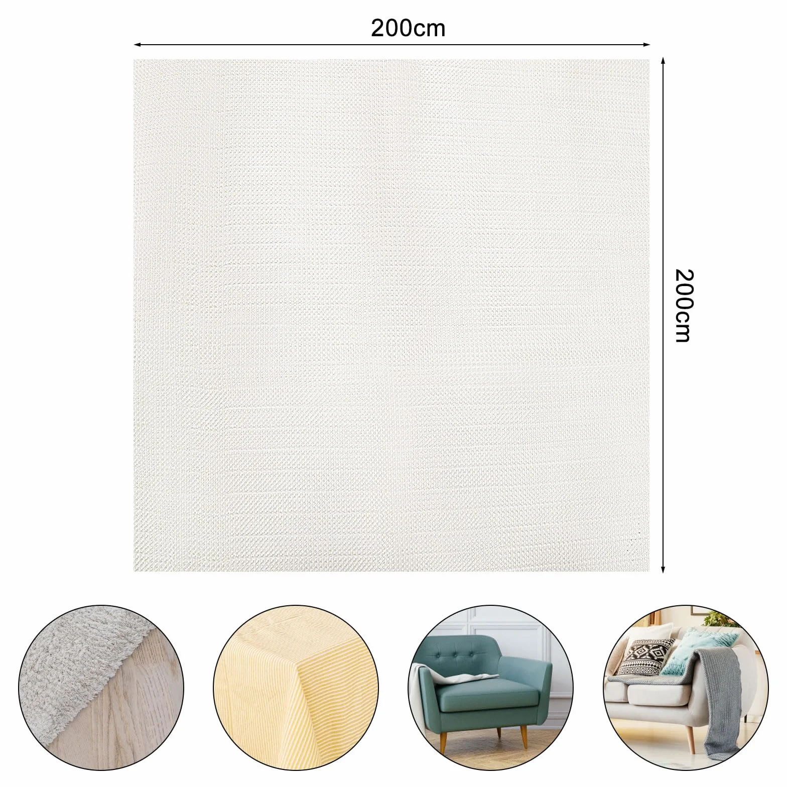Alfombra antideslizante de 200 x 200 cm, alfombrilla antideslizante para alfombras, base antideslizante, tope antideslizante