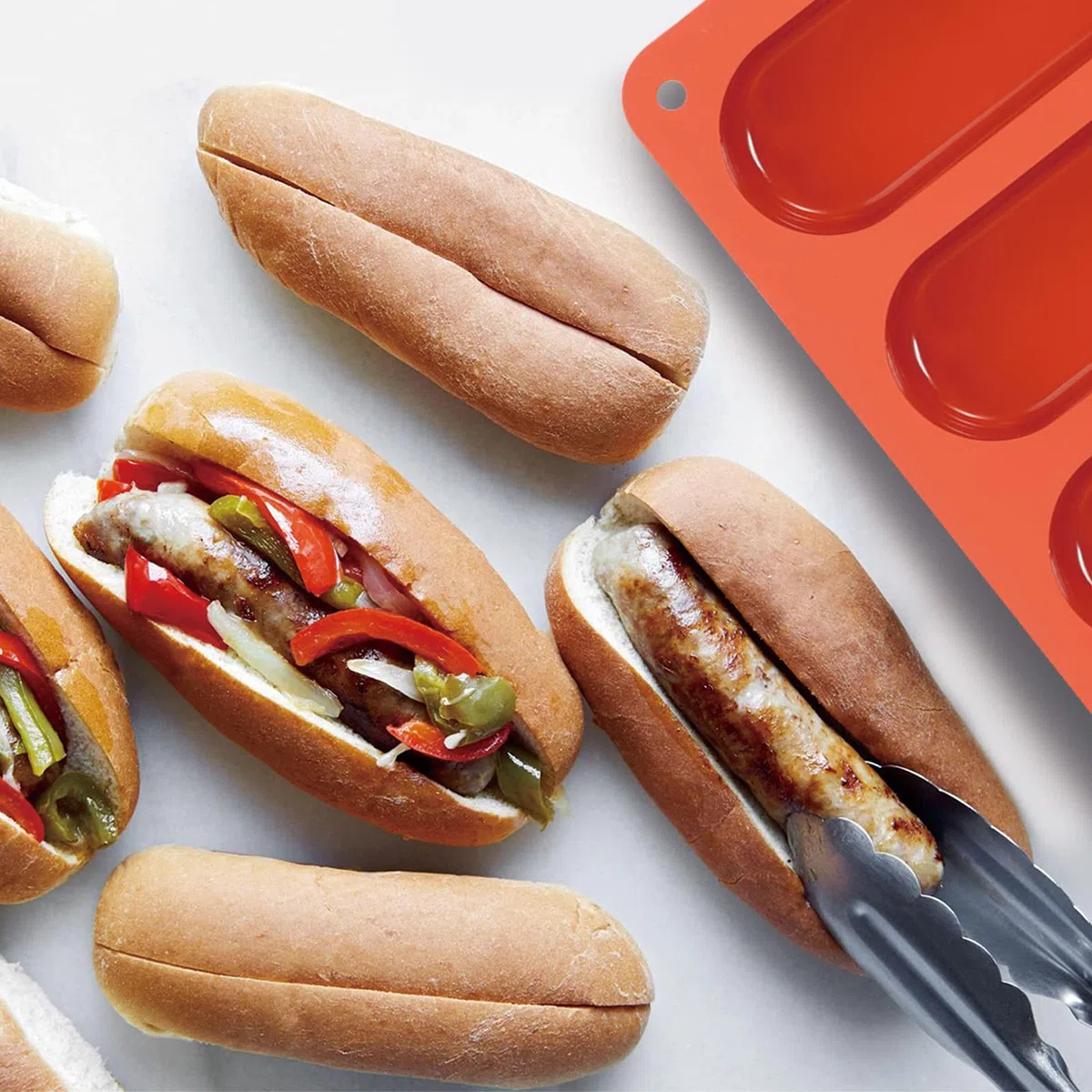 webake Molde de Silicona para Panecillos de Perrito Caliente, 2 Unidades, Bandeja para Hornear Mini Baguette, Moldes para Pan de Perro Caliente, Pasteles y Pan