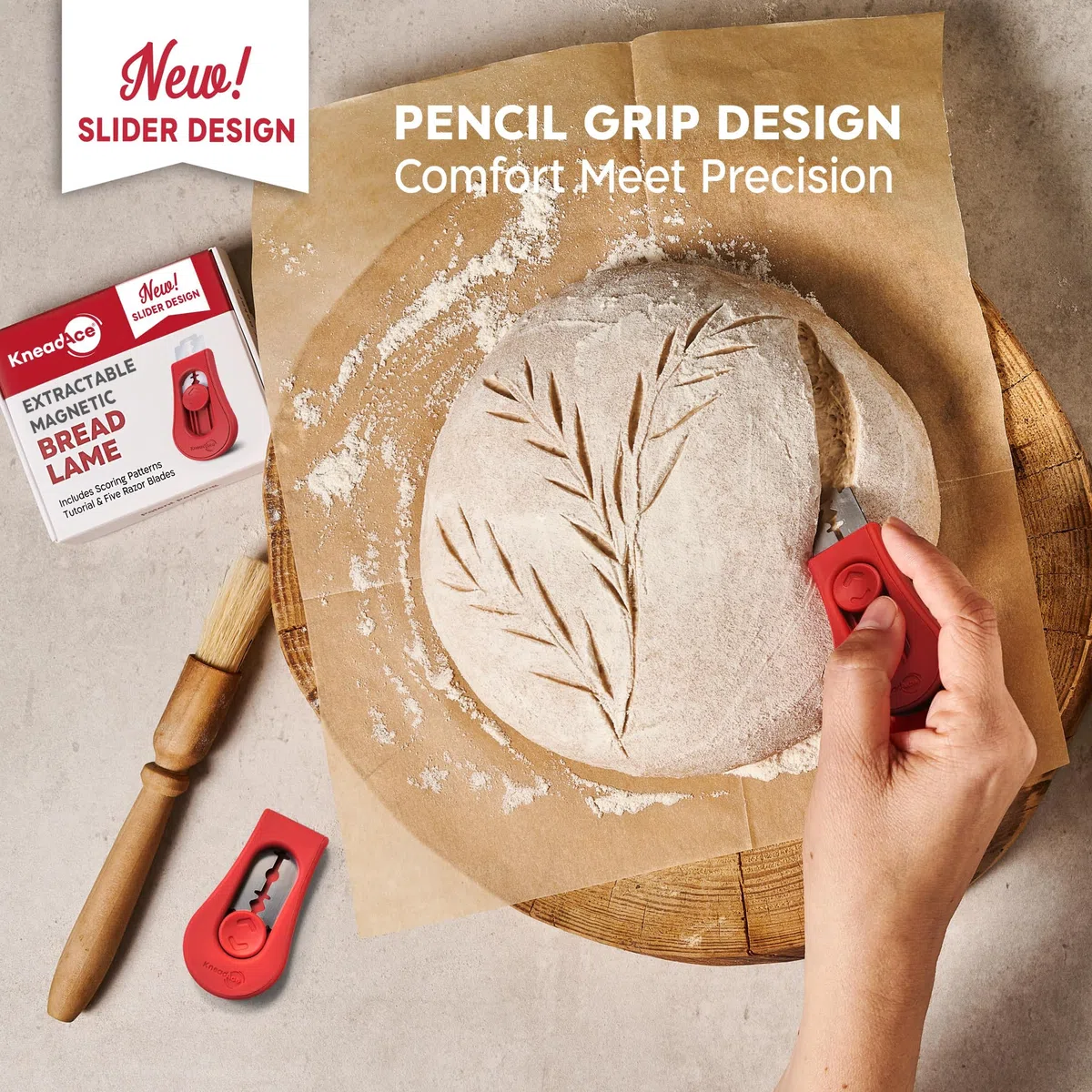 KneadAce - Herramienta de puntuación de masa de pan extraíble y magnética, herramienta profesional de puntuación de masa madre para hornear pan de masa madre y herramientas de fabricación de pan