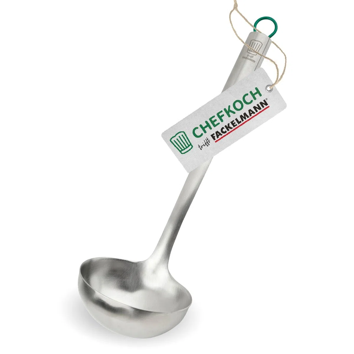 Chefkoch trifft Fackelmann – Cucharón prémium de acero inoxidable, 31 cm, apto para lavavajillas, mango ergonómico, ideal para sopas y guisos