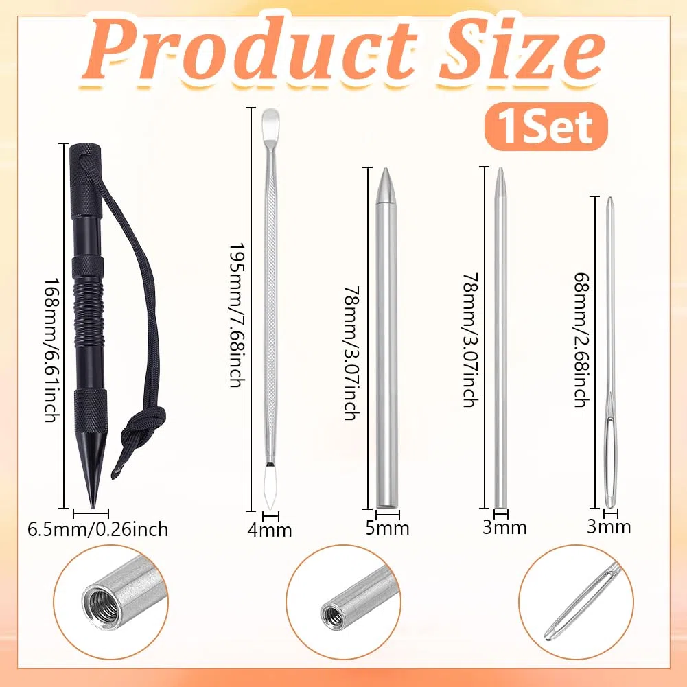 UNICRAFTALE Knoter Herramientas Fid Set Metal Marlinspike Set Coser y Agujas de Alisado Nudo Herramientas para Cuerdas de Cuero Pulseras de Trabajo Tejer