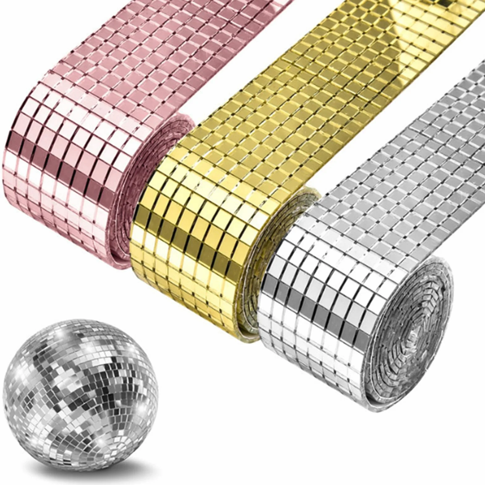 4 Rollos /6400 Piezas Azulejos de Mosaico Autoadhesivos, Mini Mosaico de Azulejos Espejo Autoadhesivo, Azulejos de Mosaico de Vidrio Plateados, para Decoración y Manualidades DIY