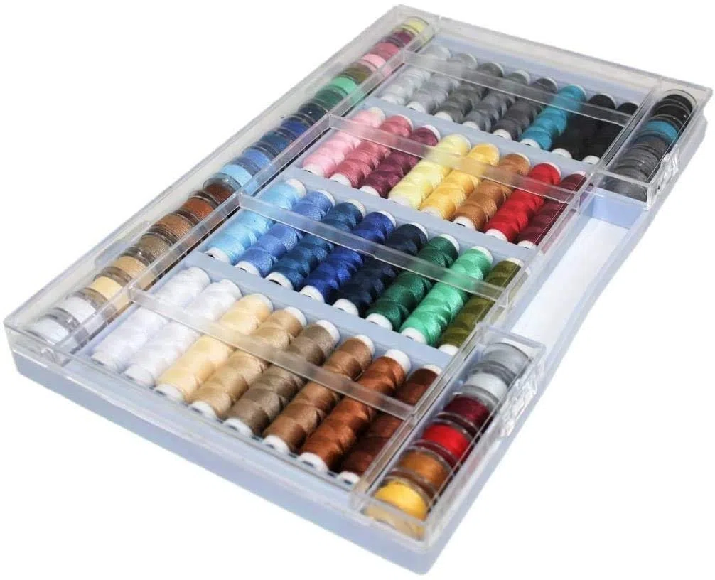 Surtido de 64 Hilos de Colores (100% poliéster, Aptos para máquina de Coser)