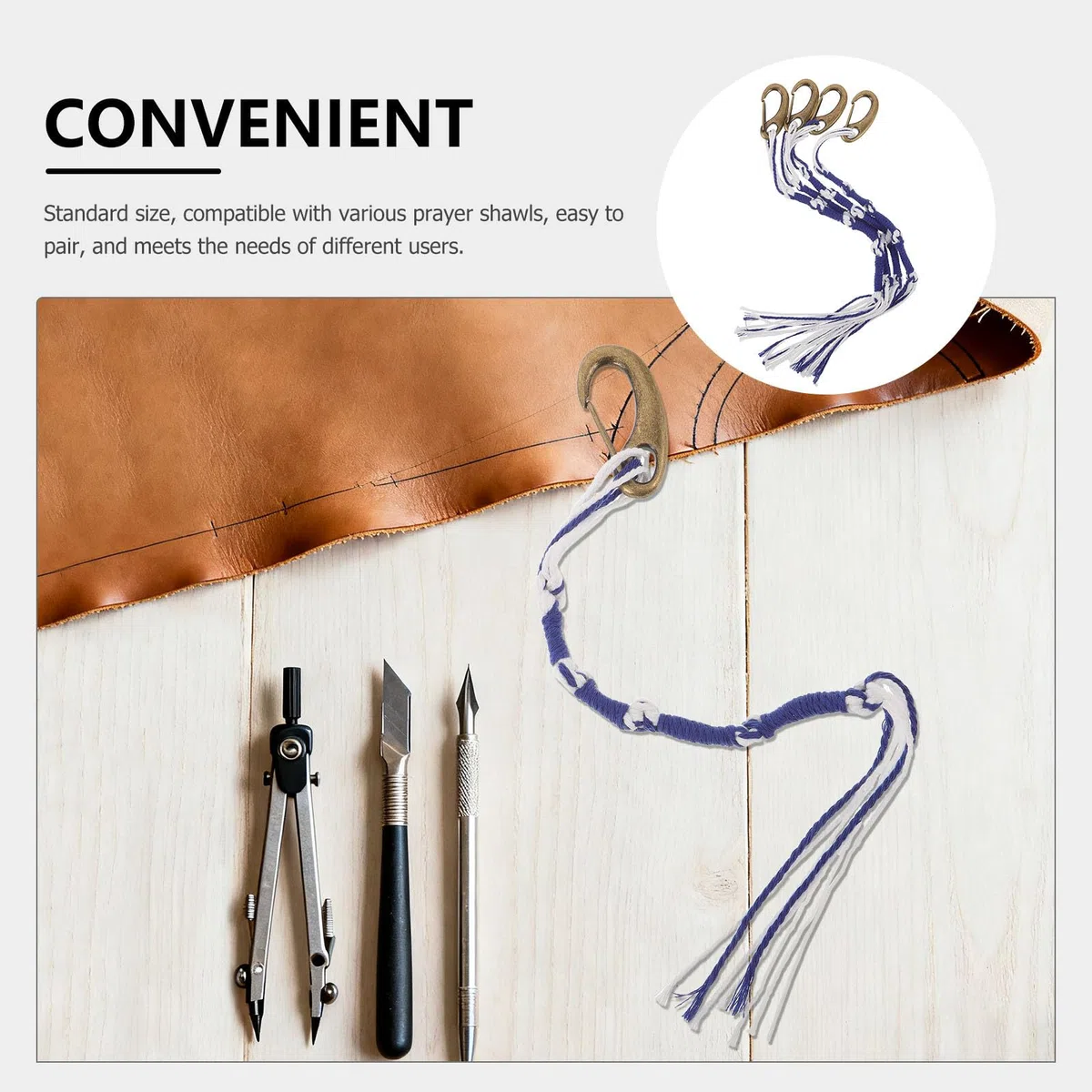 4 borlas Tzitzit para Talit judío (Manto de oración), Accesorios Azules y, Amuleto de bendición hebrea, Borla Tradicional para Hombre y Mujer.
