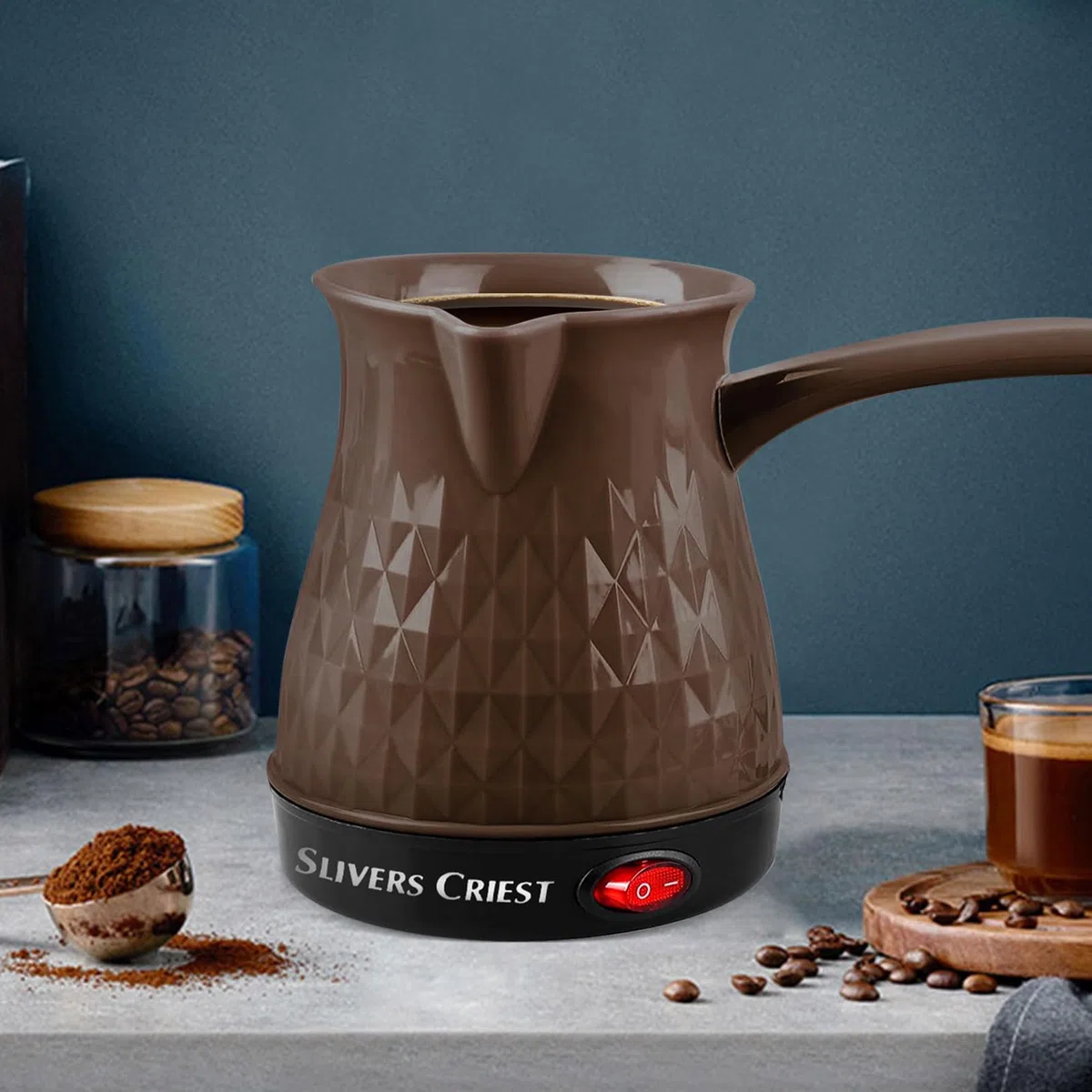 Cafetera turca eléctrica de 500 ml, cafetera turca de inducción con mango extraíble, antiquemaduras y calentamiento uniforme, cafetera eléctrica Cezve para café, té