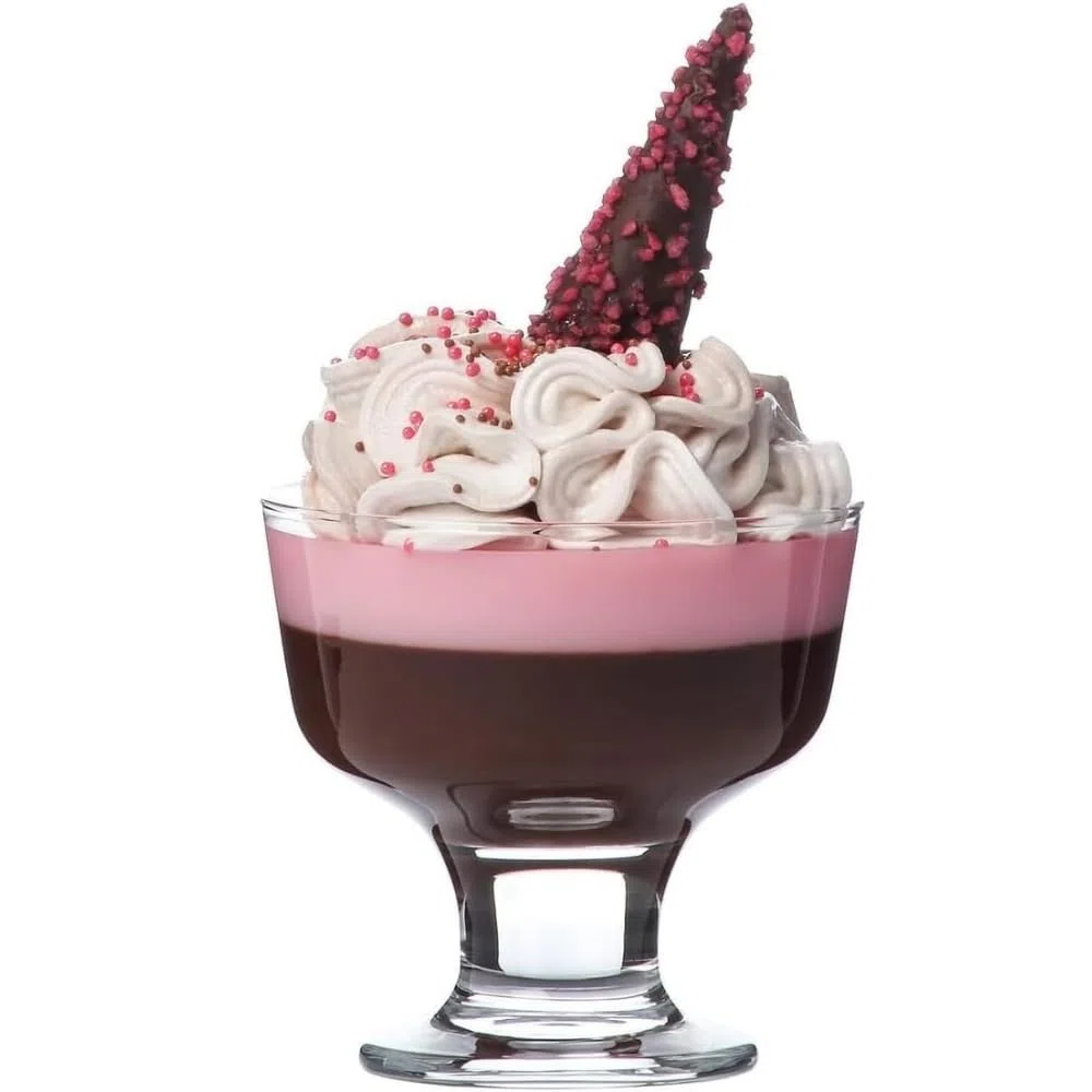 NORDIC SCHILLER Juego de 6 cuencos de helado modernos de cristal con pie, 285 ml, 100% libres de burbujas, cuencos de postre, vasos de helado, vasos de postre con pie, copas de helado