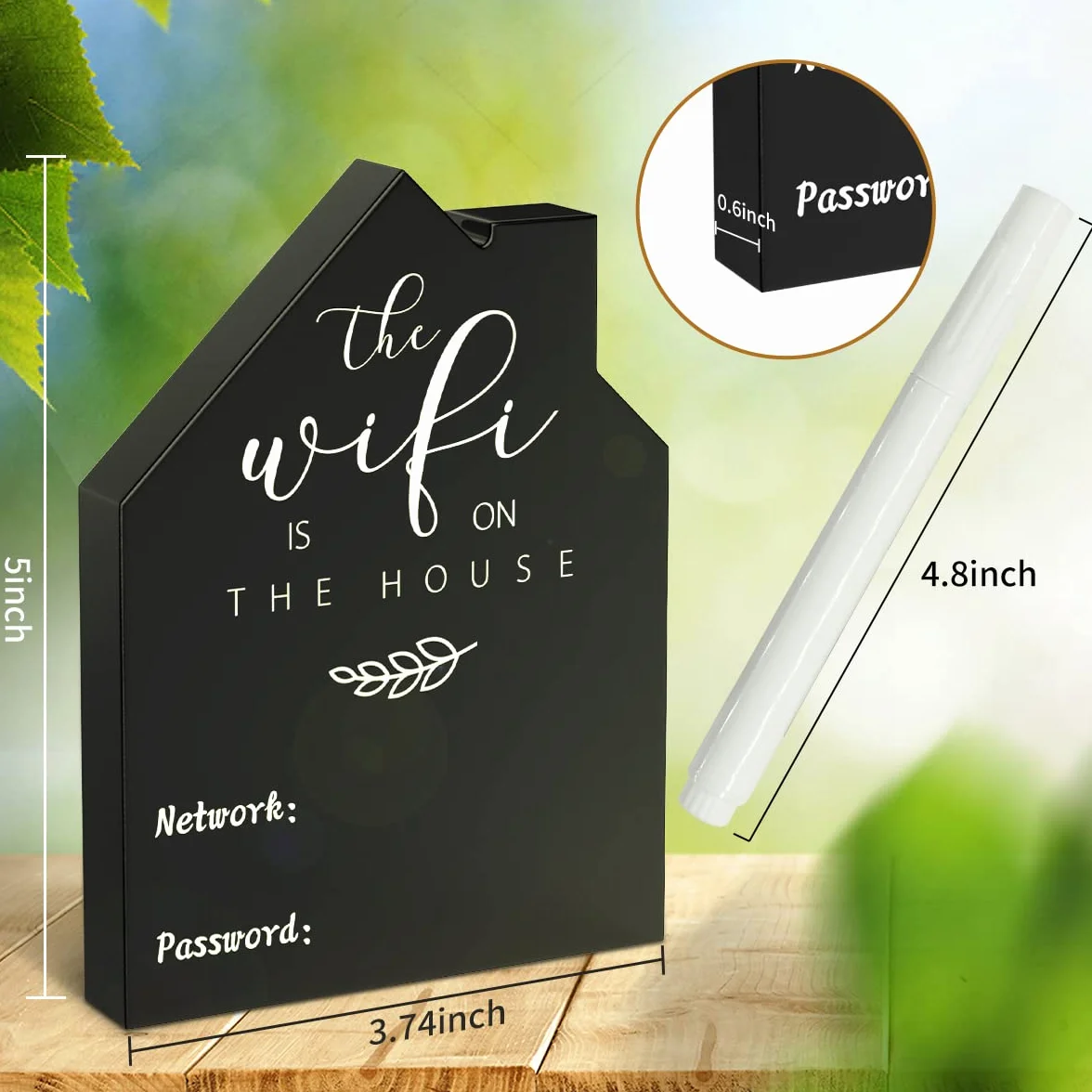 WiFi contraseña signo madera pizarra estilo tablero de madera signo independiente centro de mesa decoración colgante (2)