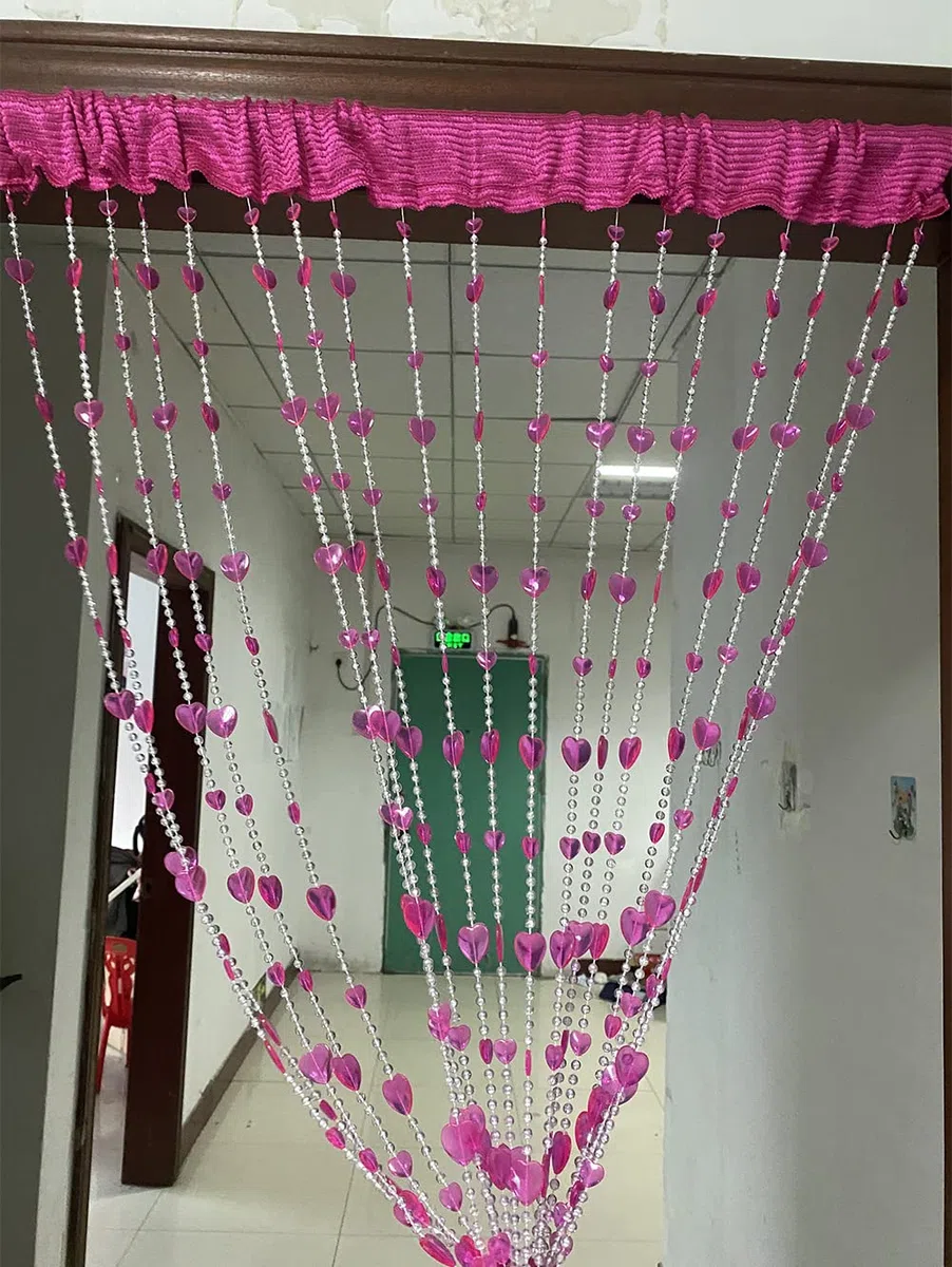 ZiDeTang Cortina de Cuentas acrílicas para Puerta, decoración del hogar, Cortina divisora de habitación (100 cm x 195 cm, corazón Rosa)