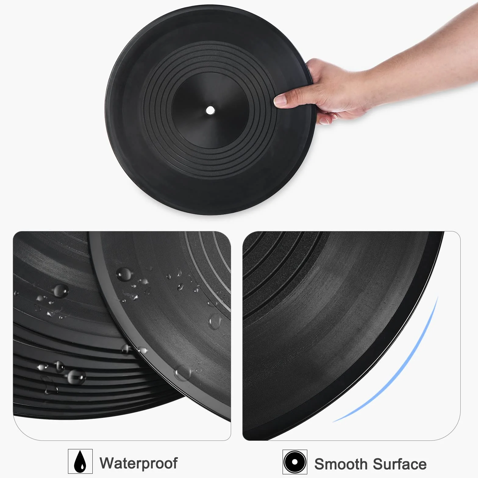 PATIKIL En Blanco Vinilo Discos 12" 2 Piezas CD Falso Vinilo Discos para Pared Estética Decoración Decorativos Discos para Rollo Música Habitación Rock Fiesta Decoración Negro