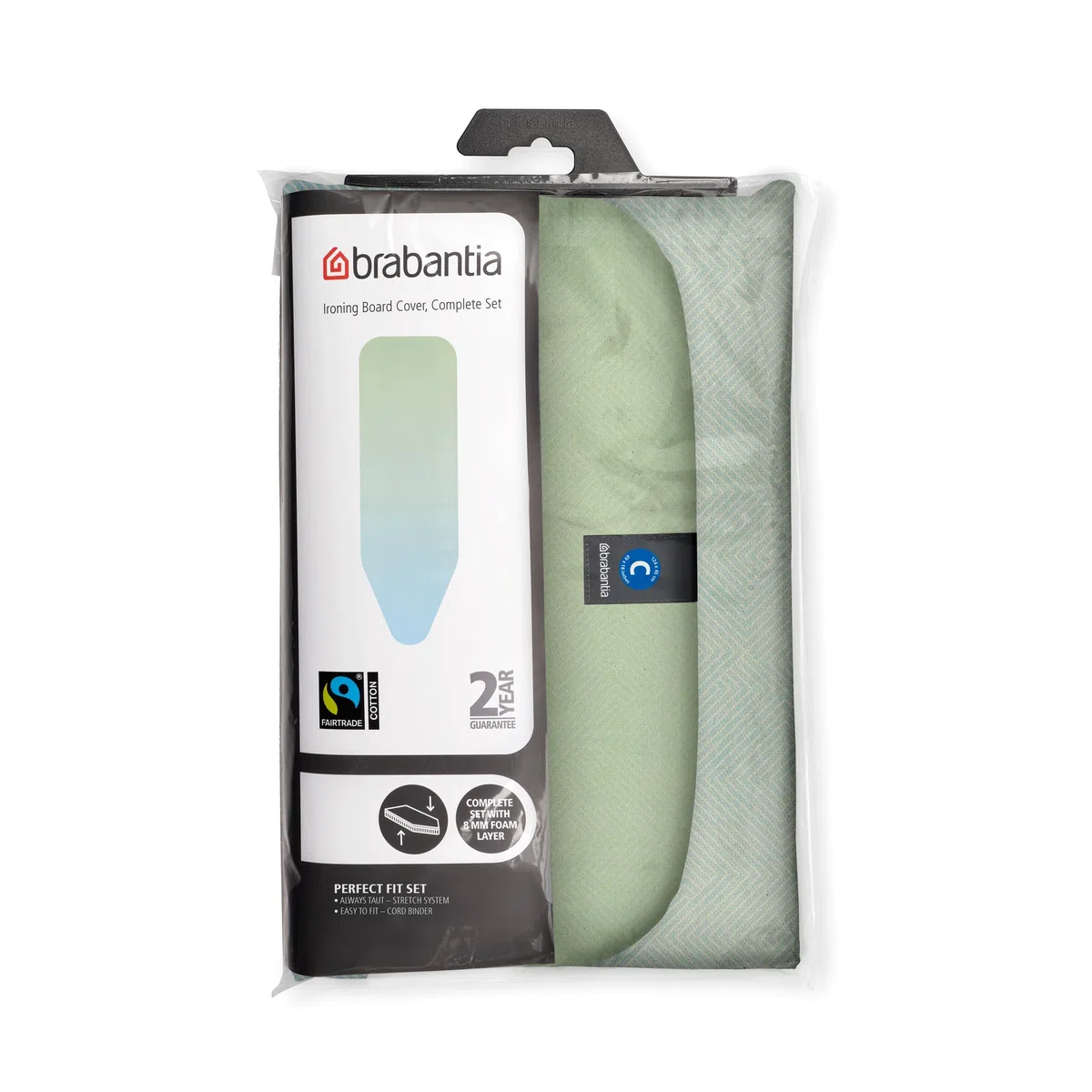 Funda para Tabla de Planchar Brabantia C 124x45 cm - Soothing Sea | Capa Superior algodón 100% con Acolchado de Espuma 8 mm | Ajuste Tablas tamaño C | Duradera, Lavable, fácil de Colocar