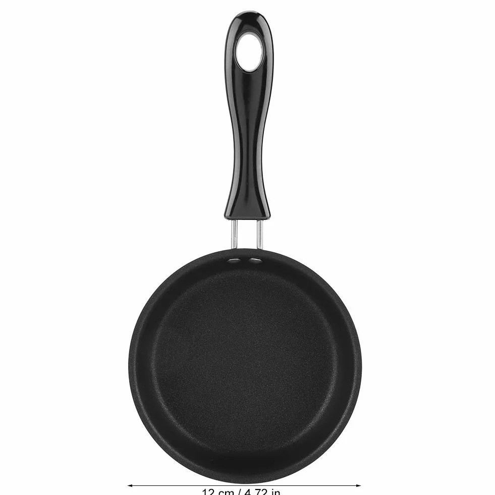 Fdit Portátil Mini Sartén Huevo Escalfado Omelette Pot Hierro Puro Dupont Recubrimiento Hogar Cocina Peque?a Cocina Negro 12 CM