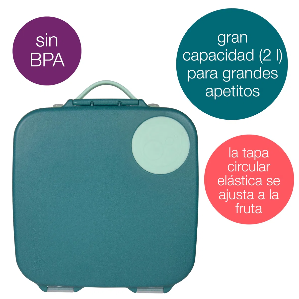 b.box Lunch Box para Niños | Fiambrera Infantil Bento Grande con 4 Compartimentos (2 Herméticos), Separador Extraíble, Bolsa de Gel Frío | Fiambrera para Niños Ideal para Escuela | 3+ Años | 2 L