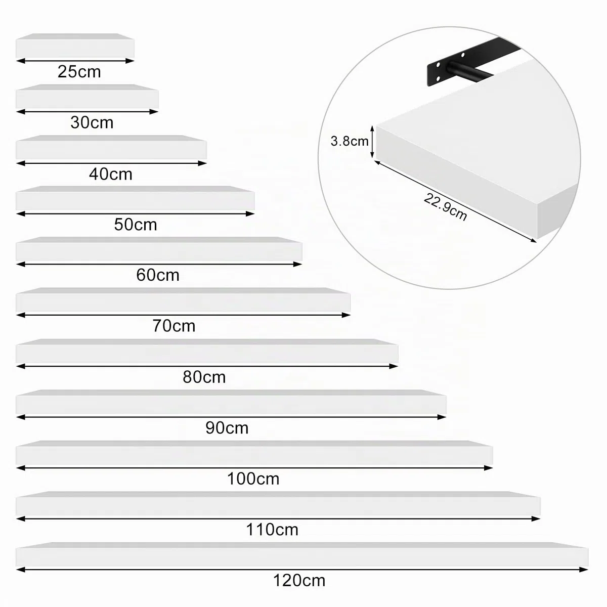 WOLTU Estante de Pared Tablero Flotante Libre de CD DVD Libro Tablero de Madera 50x22,9x3,8cm, Blanco, RG9477ws