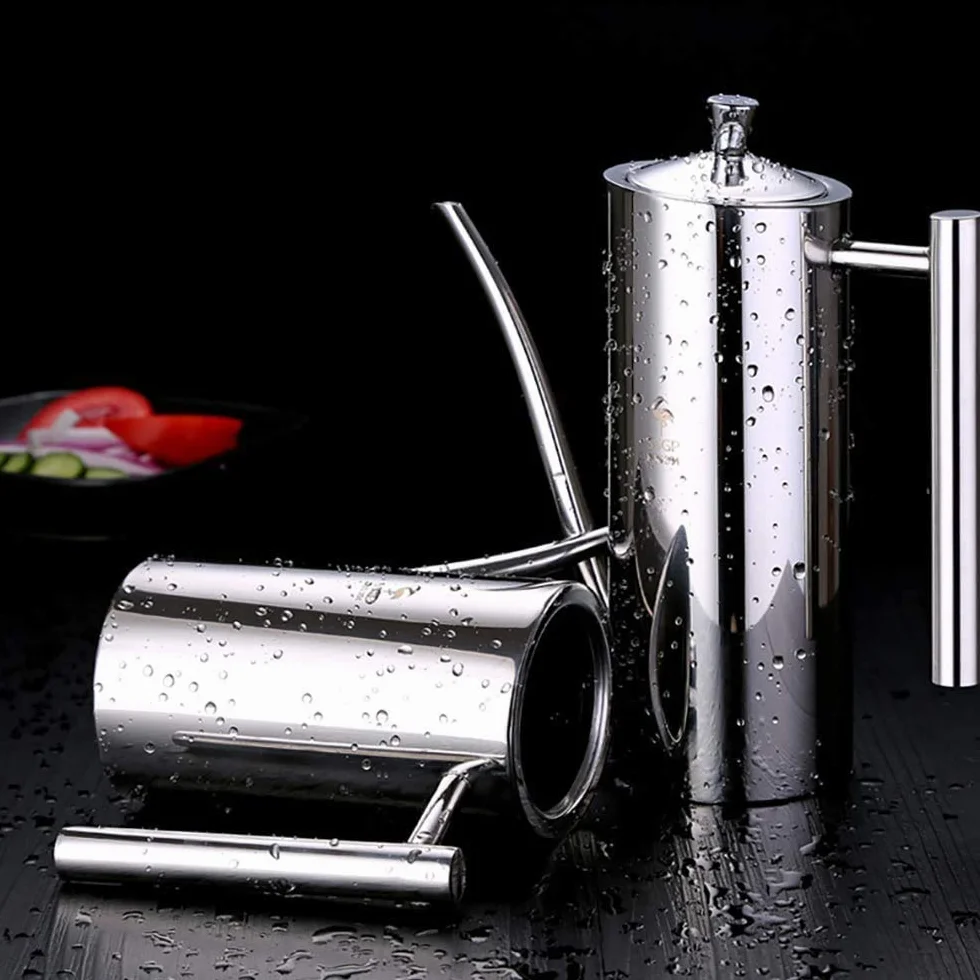 Dispensador de aceite de oliva de acero inoxidable/vinagrera/botella para aceite/vinagre/salsa de soja - Vertido sin goteo para cocinar en la cocina y barbacoa, 500 ml