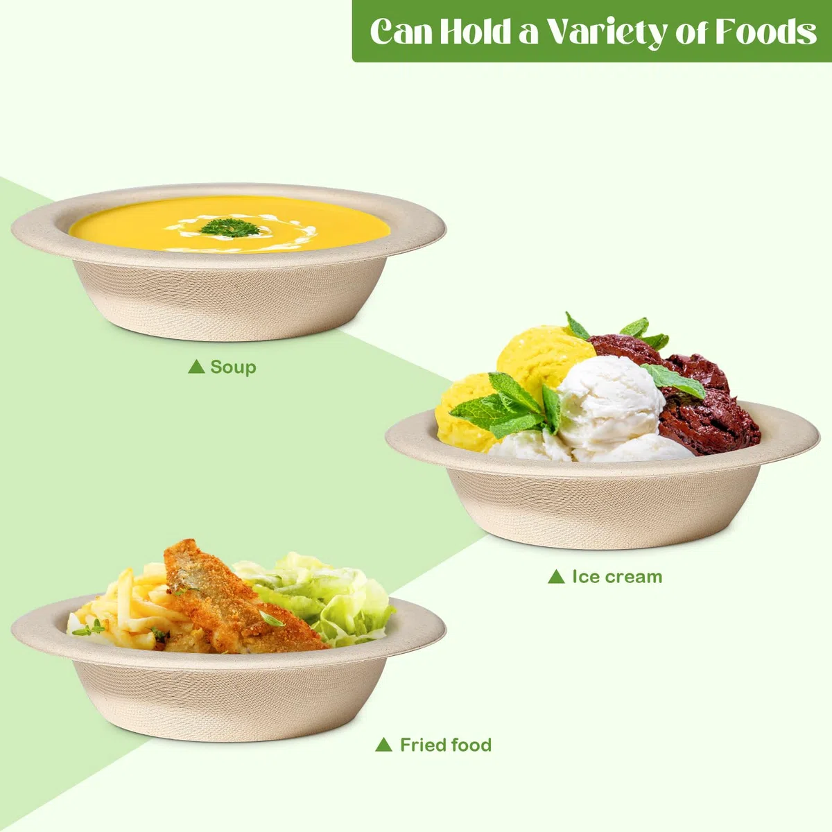 100 cuencos de cartón desechables, 350 ml, cuencos desechables desechables de caña de azúcar, cuenco redondo marrón compostable
