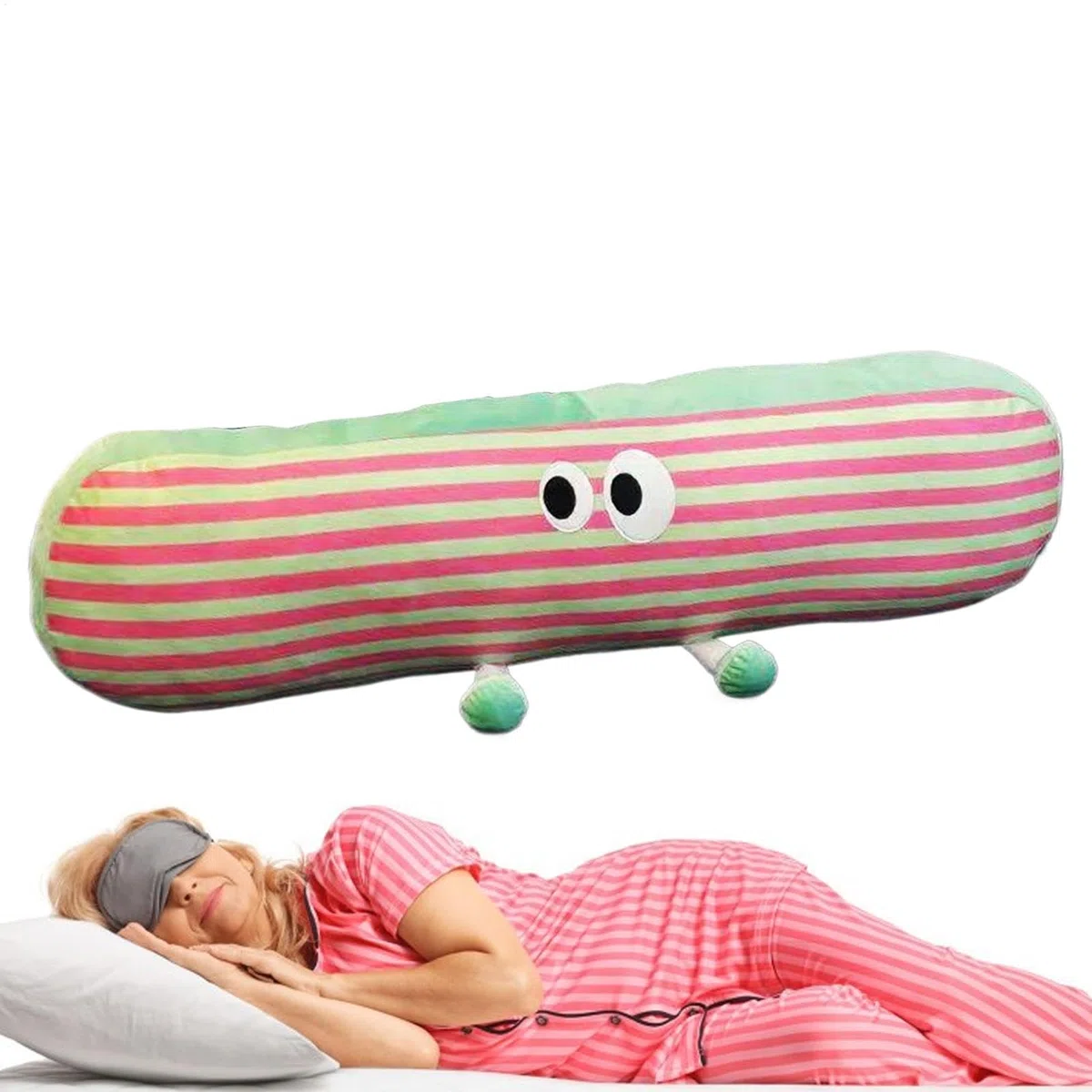 Almohada de cuerpo completo, almohada larga para decoración de cama - Linda almohada para abrazar a rayas de 35,43 pulgadas,Almohadas suaves y cómodas para dormir, cojín lumbar decorativo con funda ex