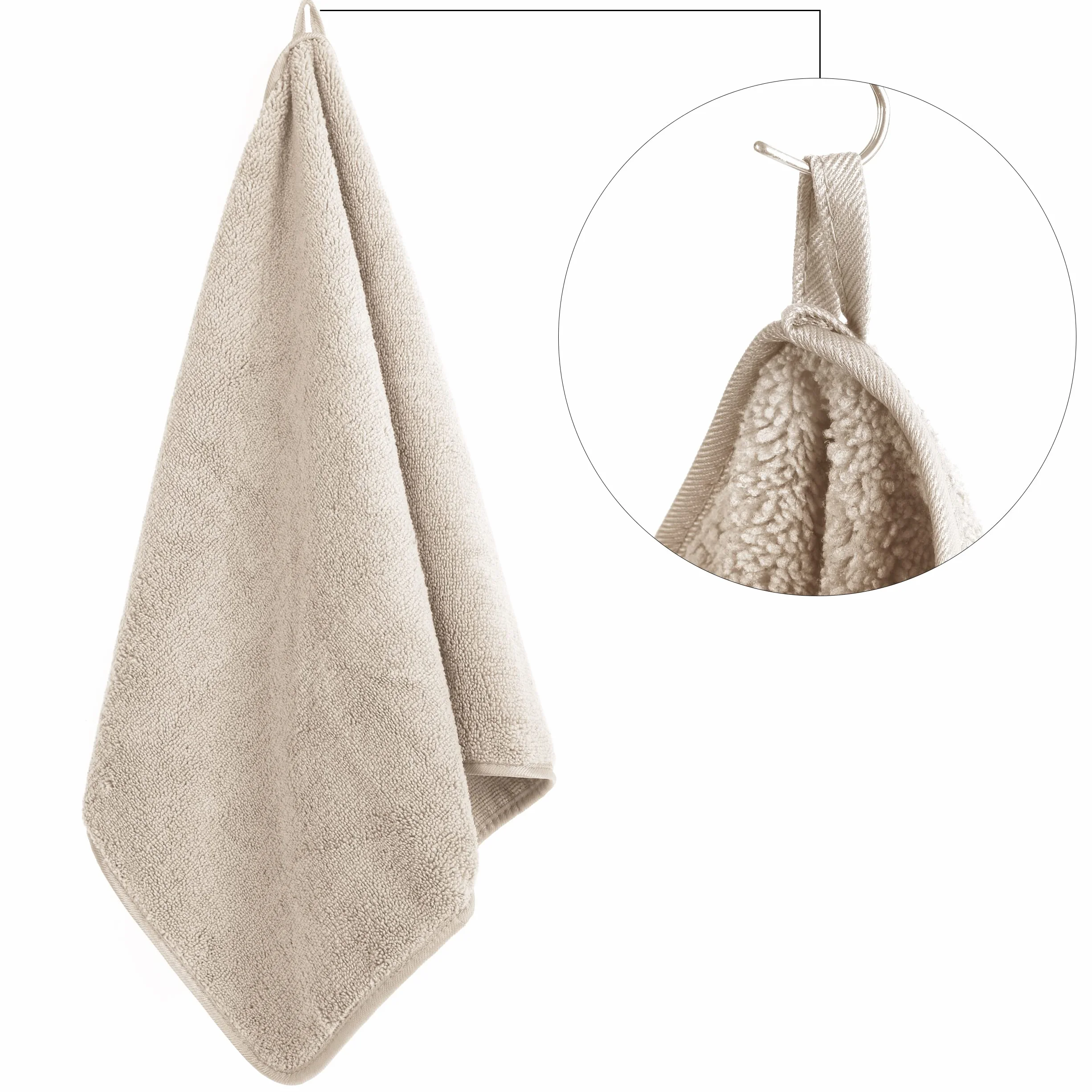 Polyte - Toalla de Manos de Microfibra superabsorbente antipelusa - Secado rápido - Beige - 40 x 76 cm - Pack de 4